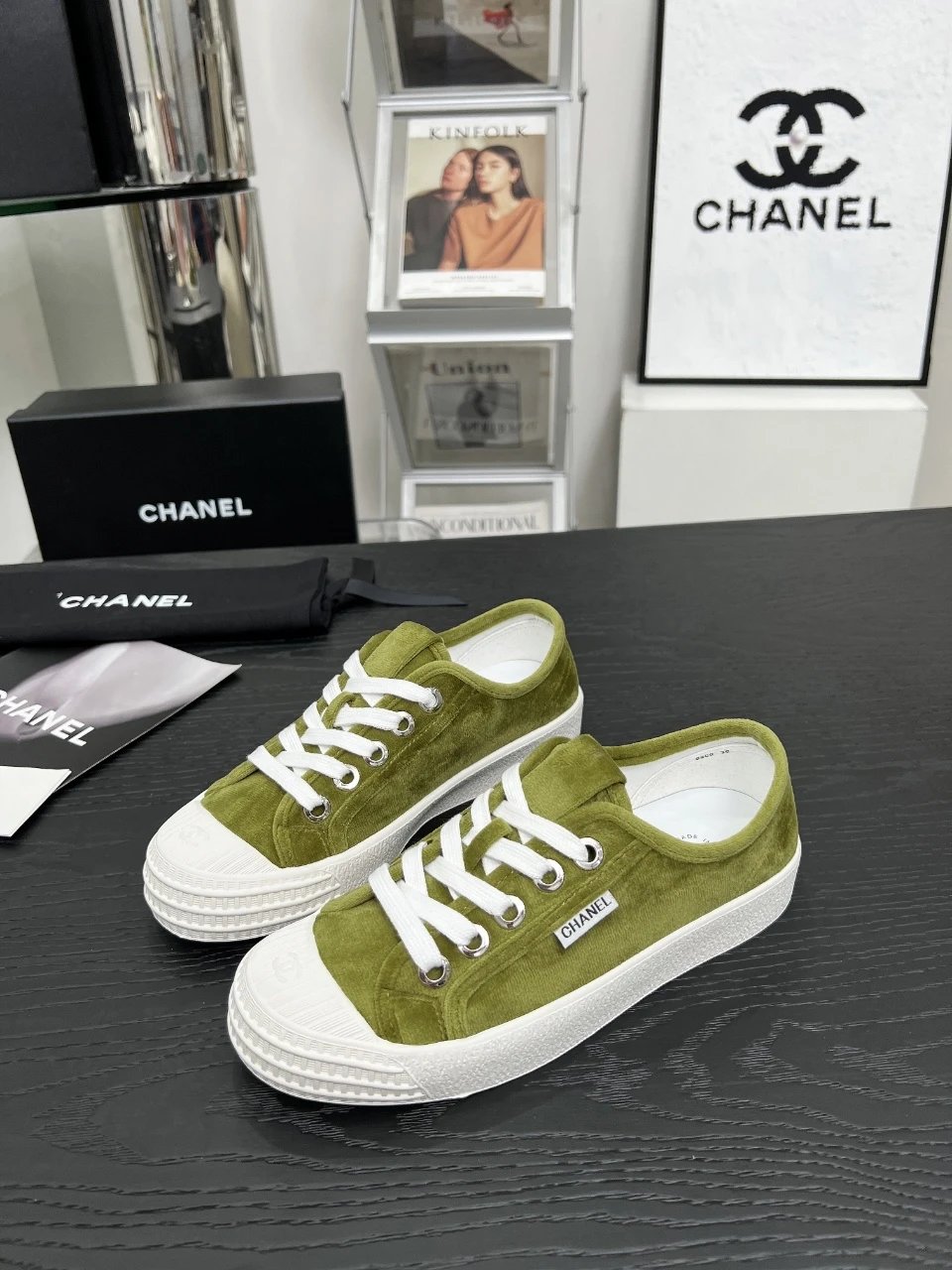 Chanel Vintage Sneakers Olive - Gallery Image 2 - Detailed View