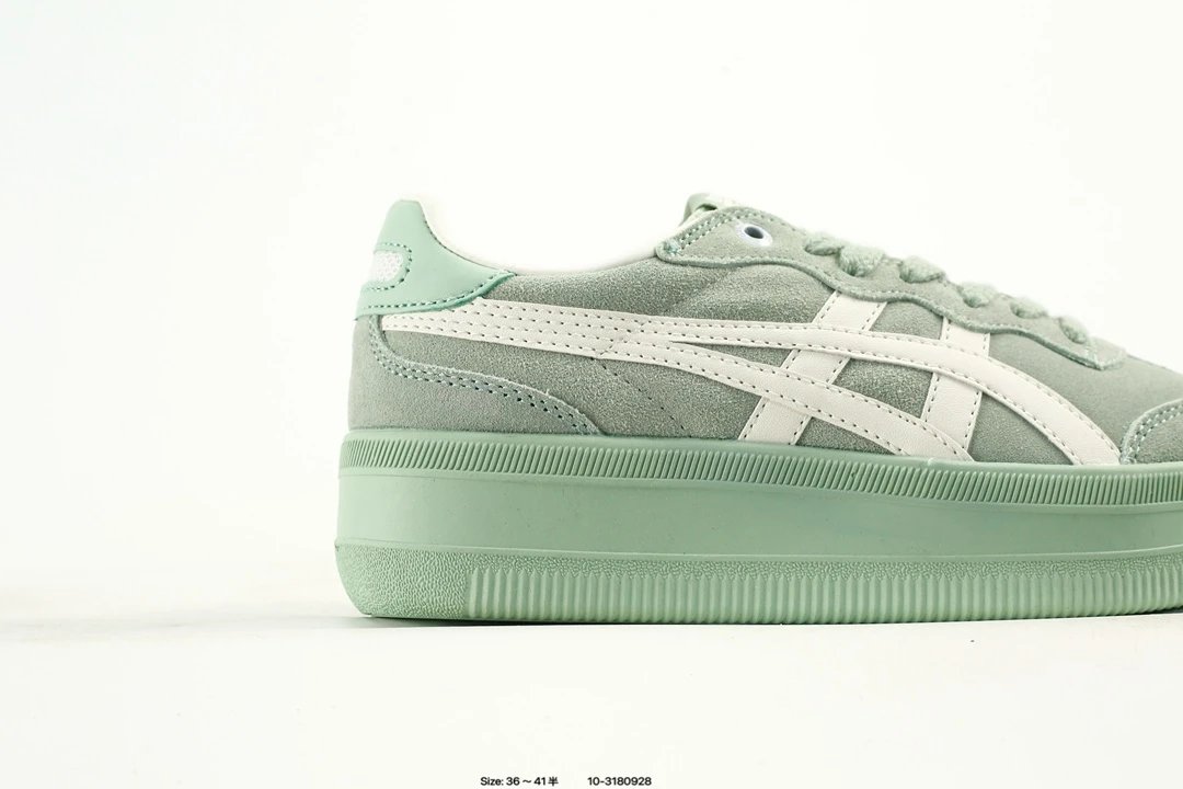 Retro Suede Low Top Sneakers with T-Toe Sage Green - Gallery Image 2 - Detailed View