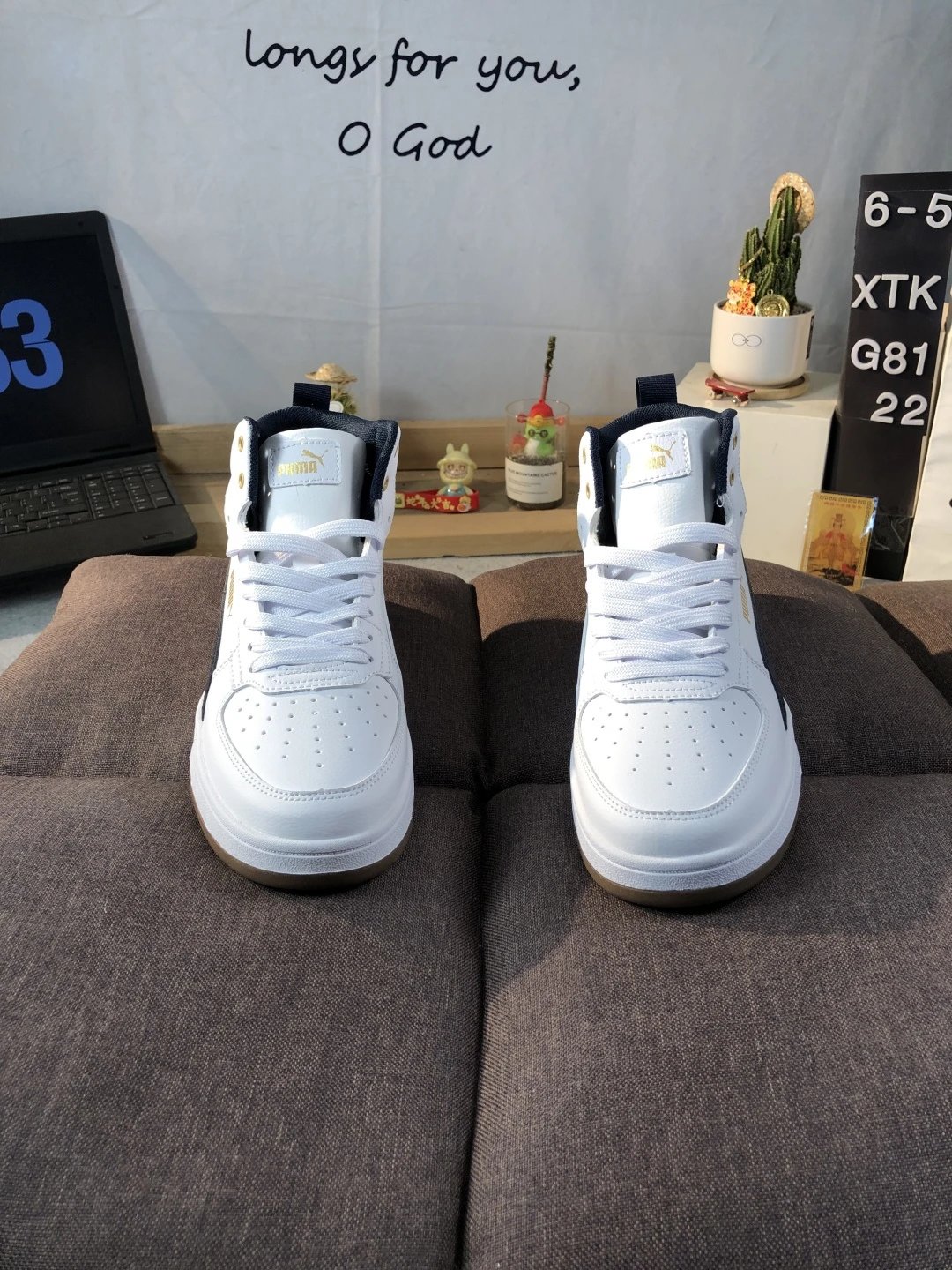 Puma Rah Sampson High-Top Sneakers White Black - Gallery Image 2 - Detailed View