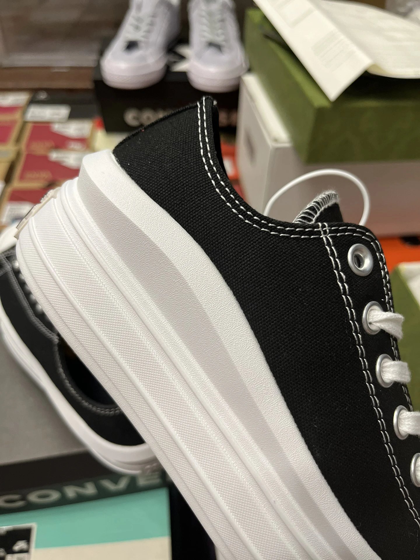 Platform Canvas Low Top Sneakers Ebony Black - Gallery Image 7 - Detailed View