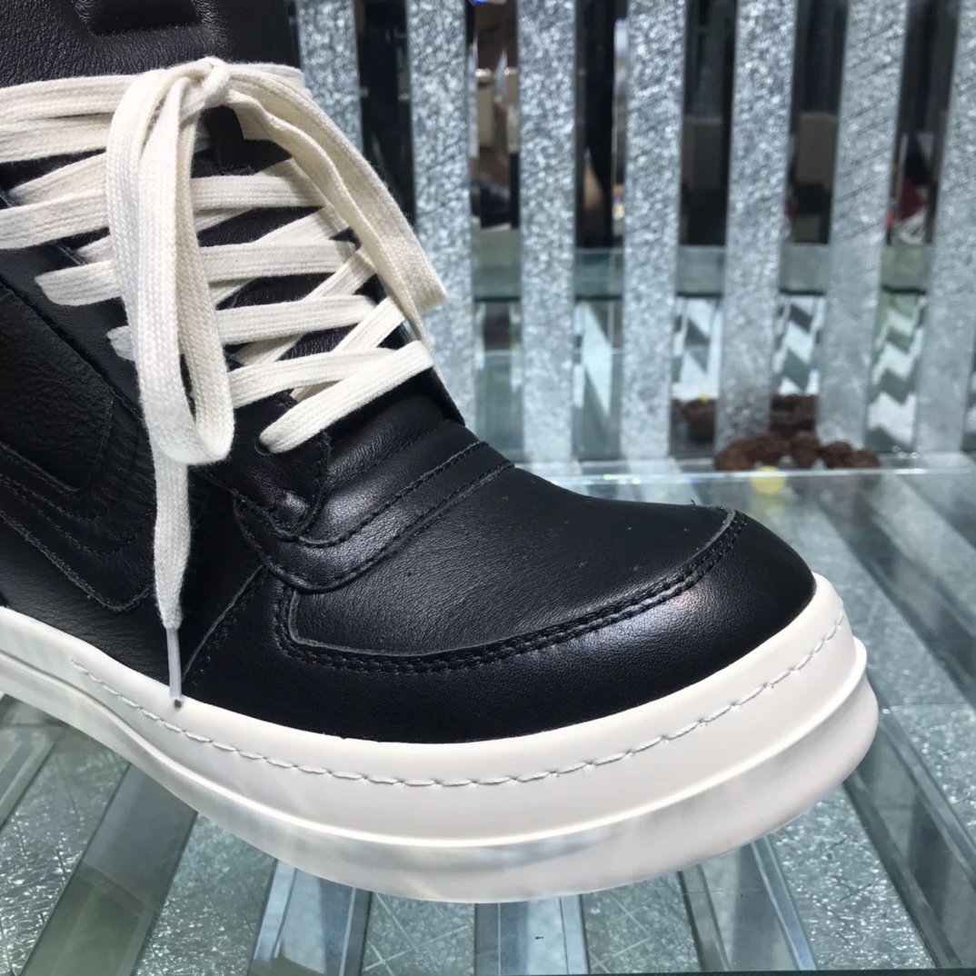 Rick Owens Geobasket Triangular High-Top Sneakers Black  - Gallery Image 4 - Detailed View