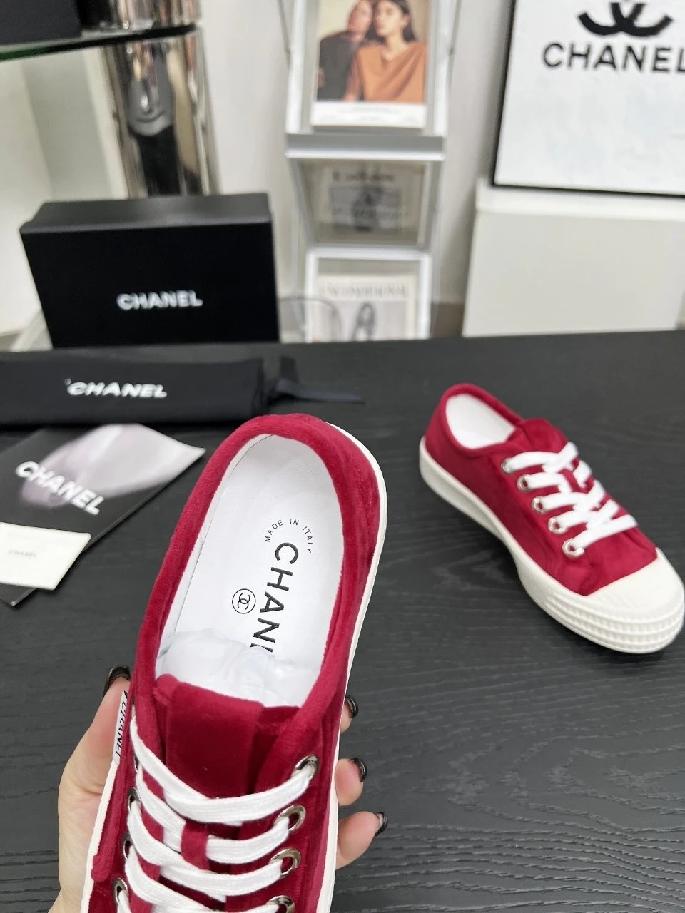 Chanel Vintage Red Sneakers - Gallery Image 9 - Detailed View