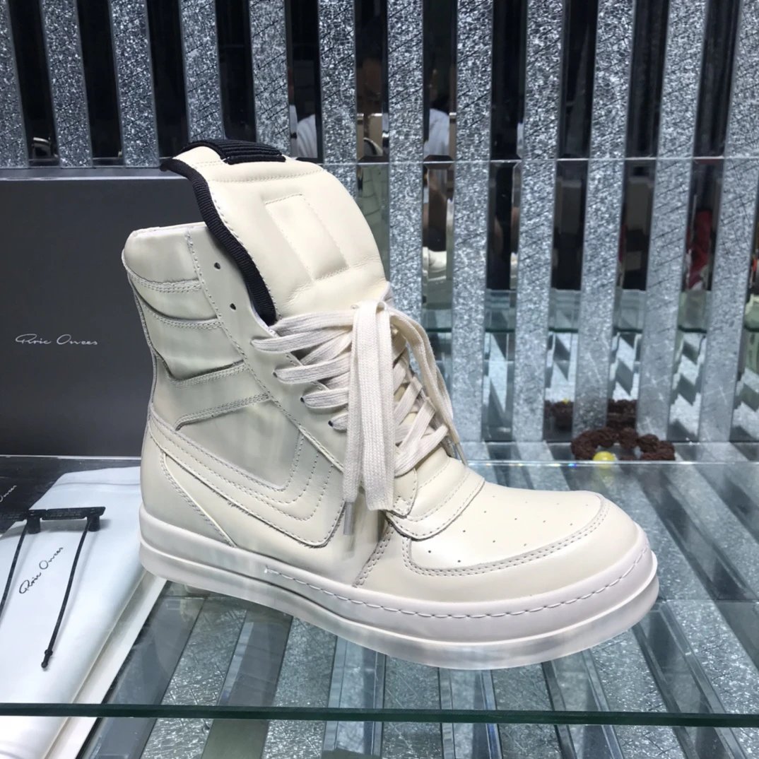 Rick Owens Geobasket Triangular High-Top Sneakers White - Rick Owens - Cnfans - $88.96