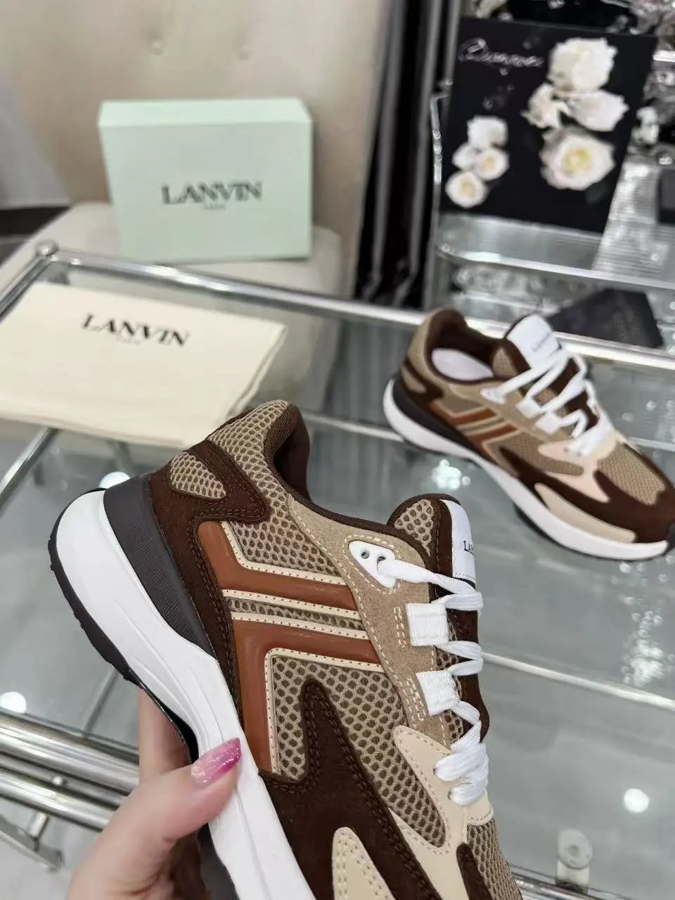 Lanvin Clay Sneakers Brown - Gallery Image 9 - Detailed View