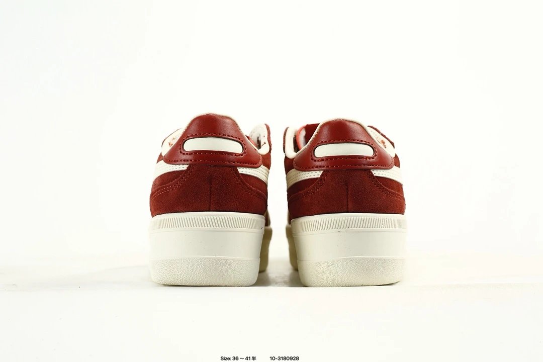 Retro Suede Low Top Indoor Sneakers T-Toe Garnet Red - Gallery Image 4 - Detailed View