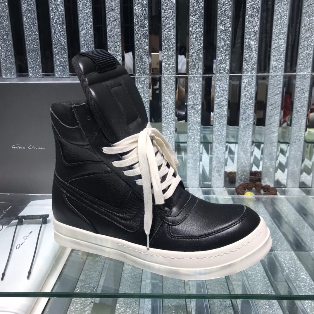 Rick Owens Geobasket Triangular High-Top Sneakers Black  - Gallery Image 1 - Detailed View