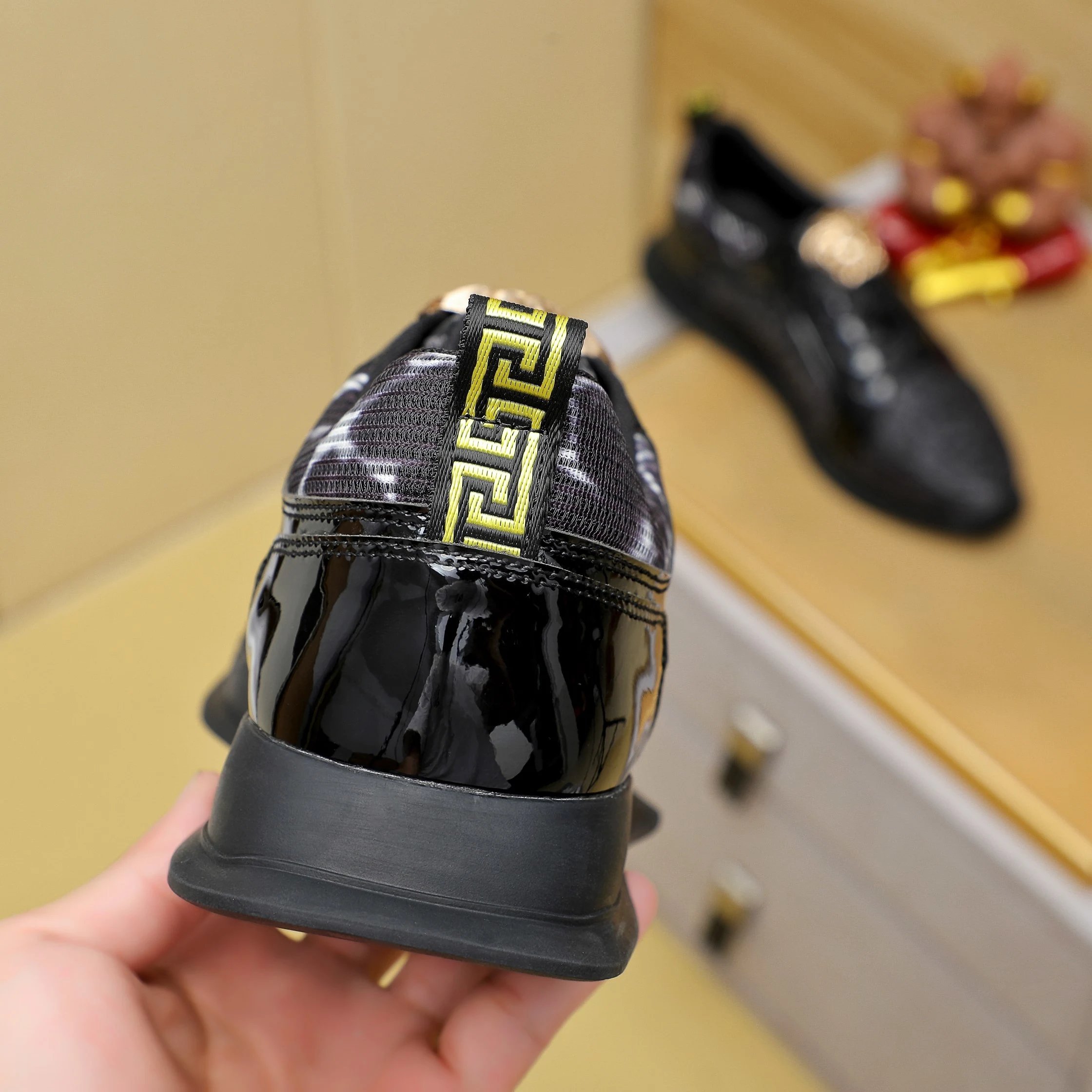 Luxury Lambskin Sneakers Ebony Black - Gallery Image 8 - Detailed View