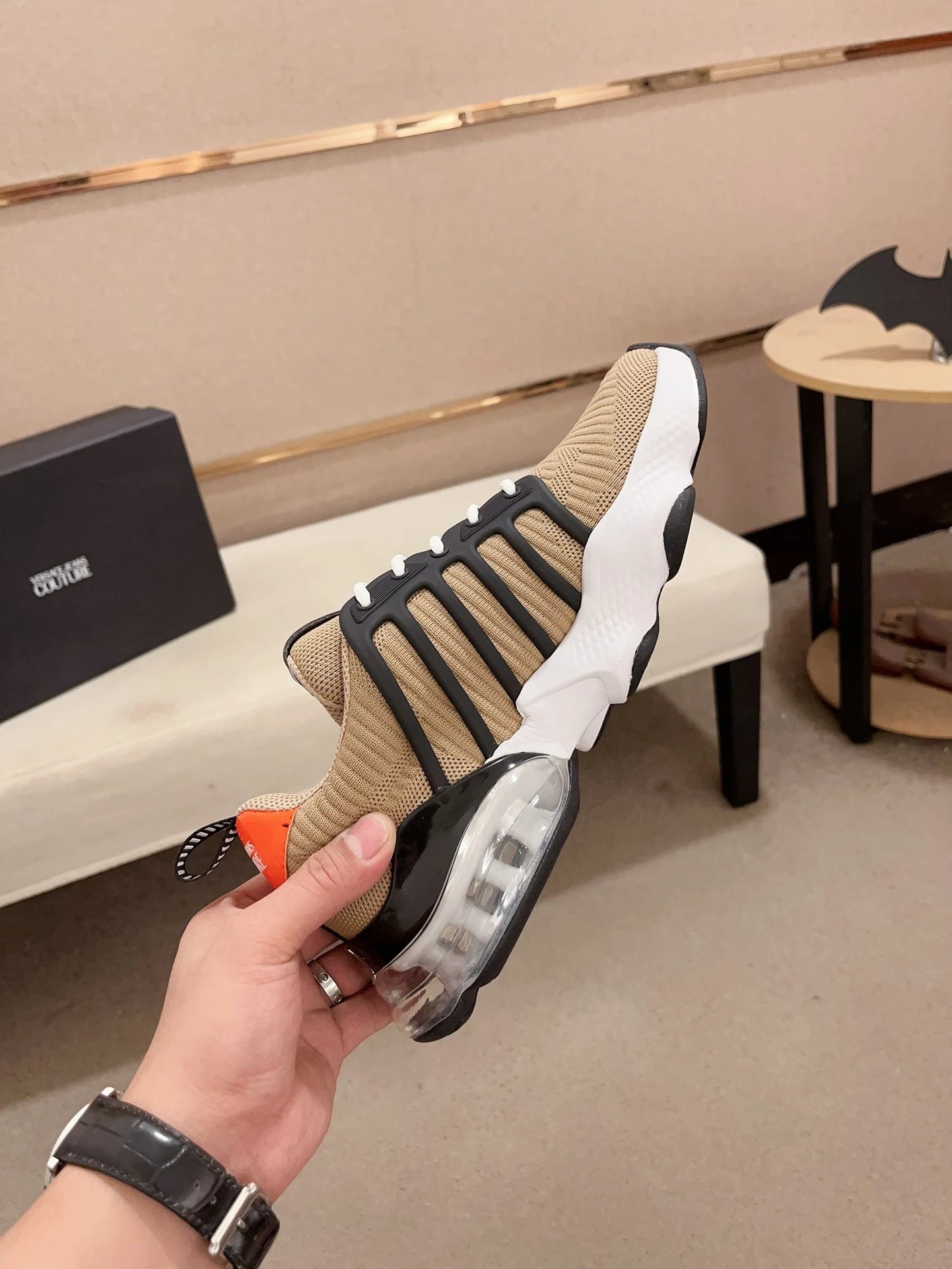 Luxury Knit Running Sneakers Sandstone - Gallery Image 5 - Detailed View