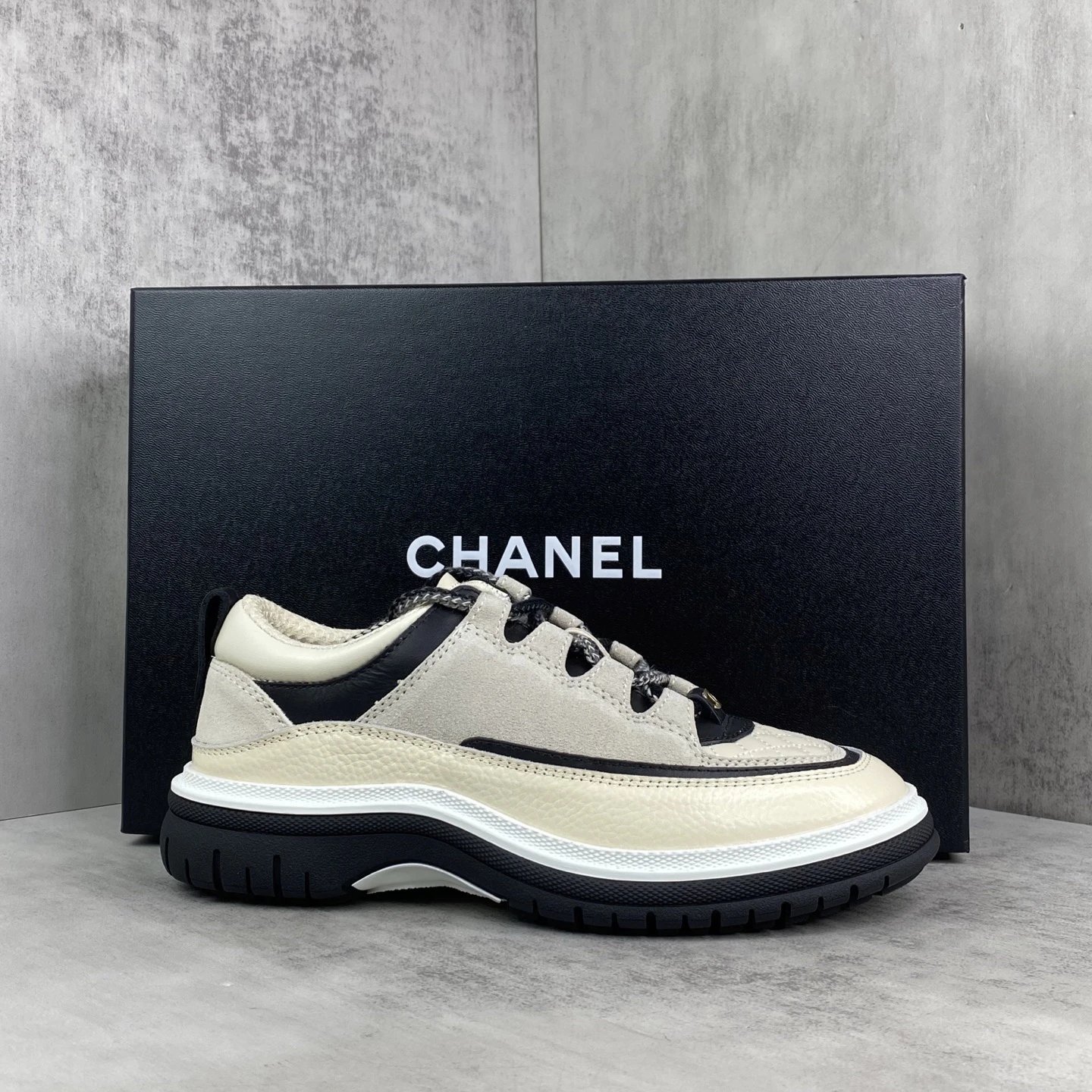 Luxury Leather Low Top Sneakers Panda Colorway - Gallery Image 1 - Detailed View