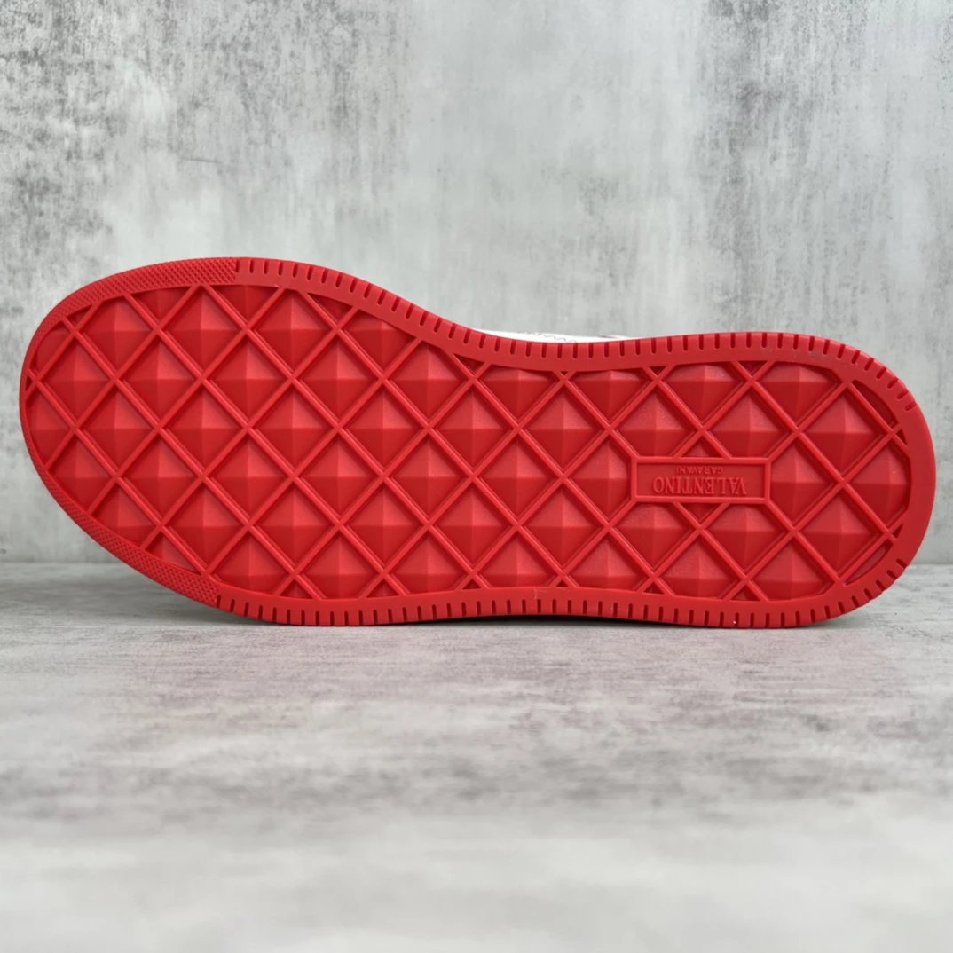 Chunky Leather Sneakers Crimson White - Gallery Image 8 - Detailed View