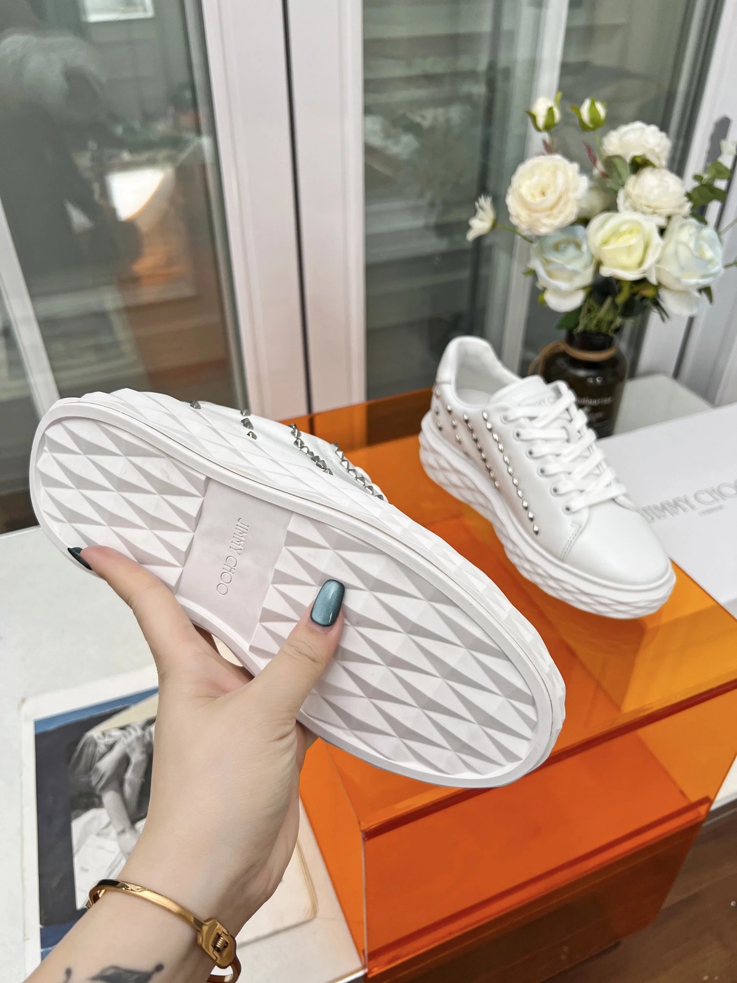 Jimmy Choo Diamond Sneakers White - Gallery Image 9 - Detailed View