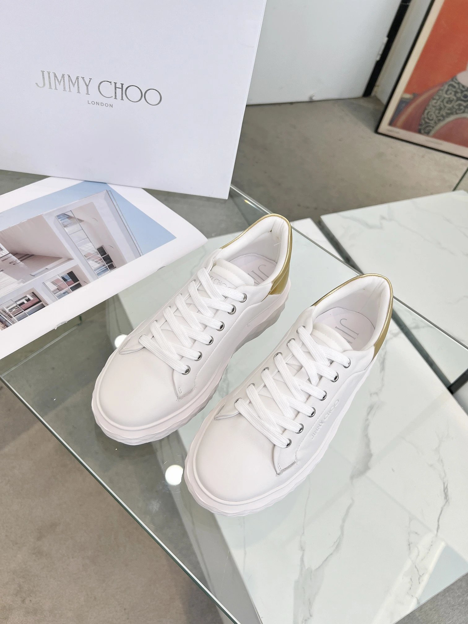 Jimmy Choo Diamond Sneakers Gold - Gallery Image 2 - Detailed View