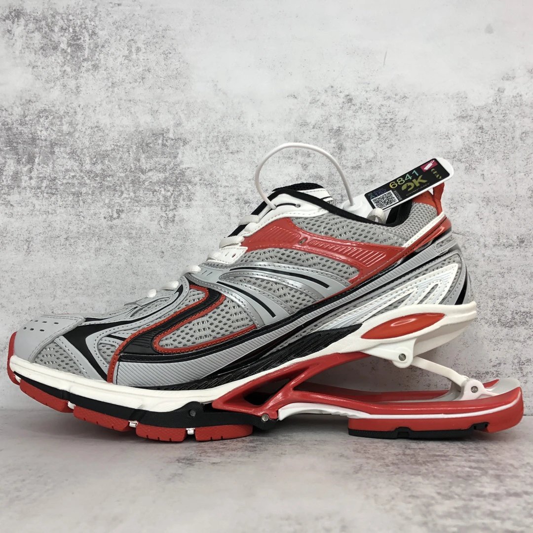 Mesh X-Pander Dad Sneakers with Spring Heel Silver Red - Gallery Image 7 - Detailed View