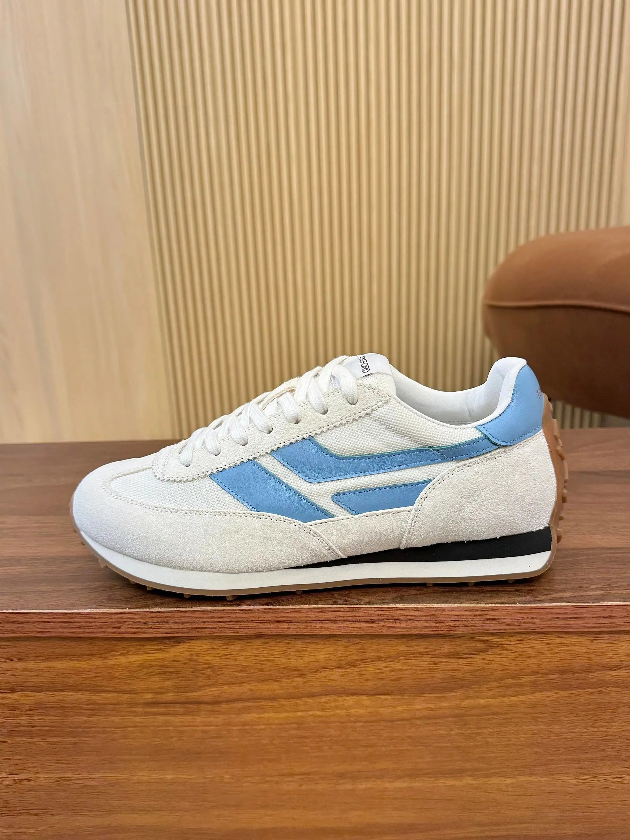 Retro Suede Mesh Sneakers Powder Blue - Gallery Image 1 - Detailed View