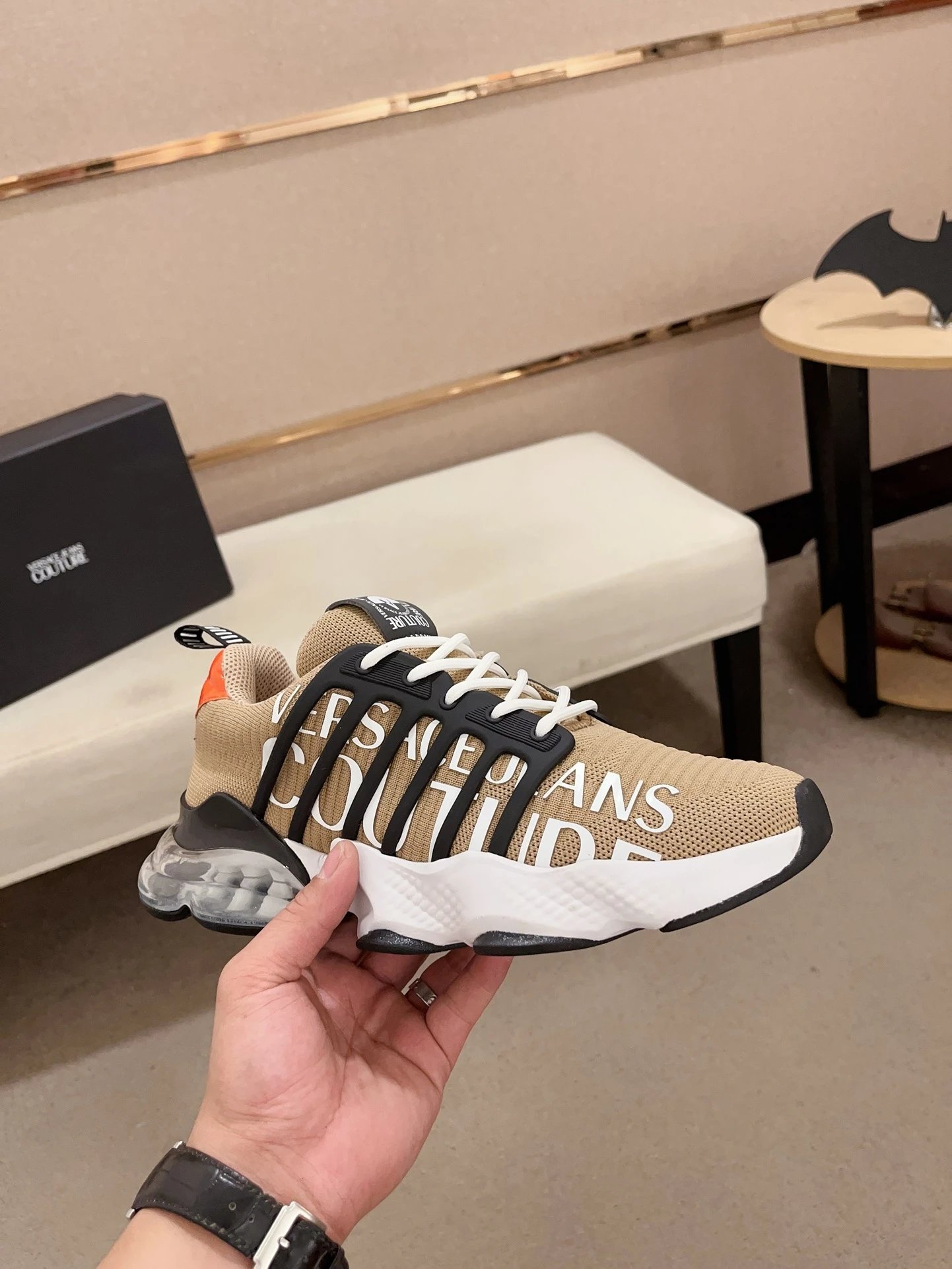 Luxury Knit Running Sneakers Sandstone - Gallery Image 4 - Detailed View