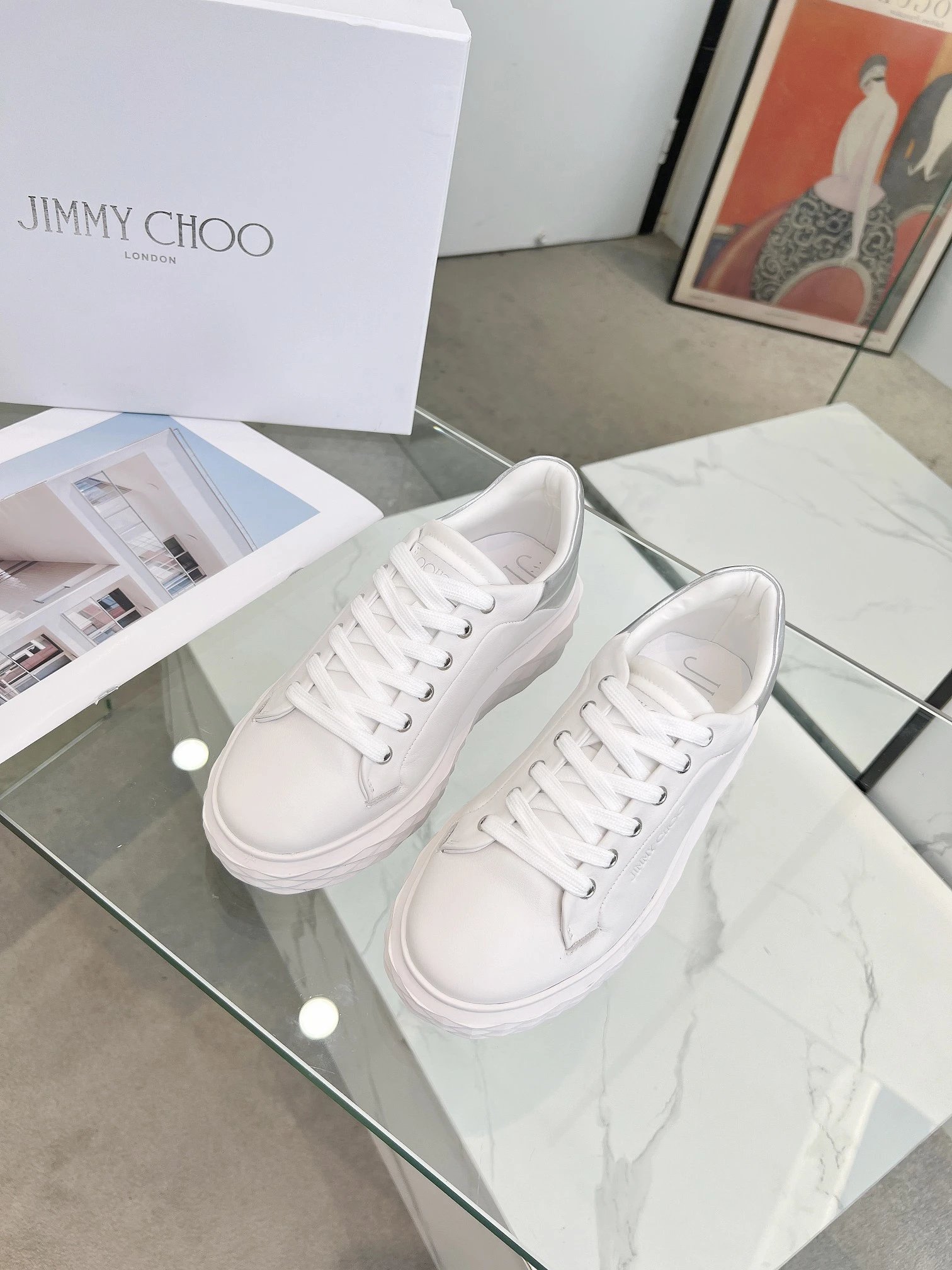 Jimmy Choo Diamond Sneakers in Silver - Gallery Image 2 - Detailed View