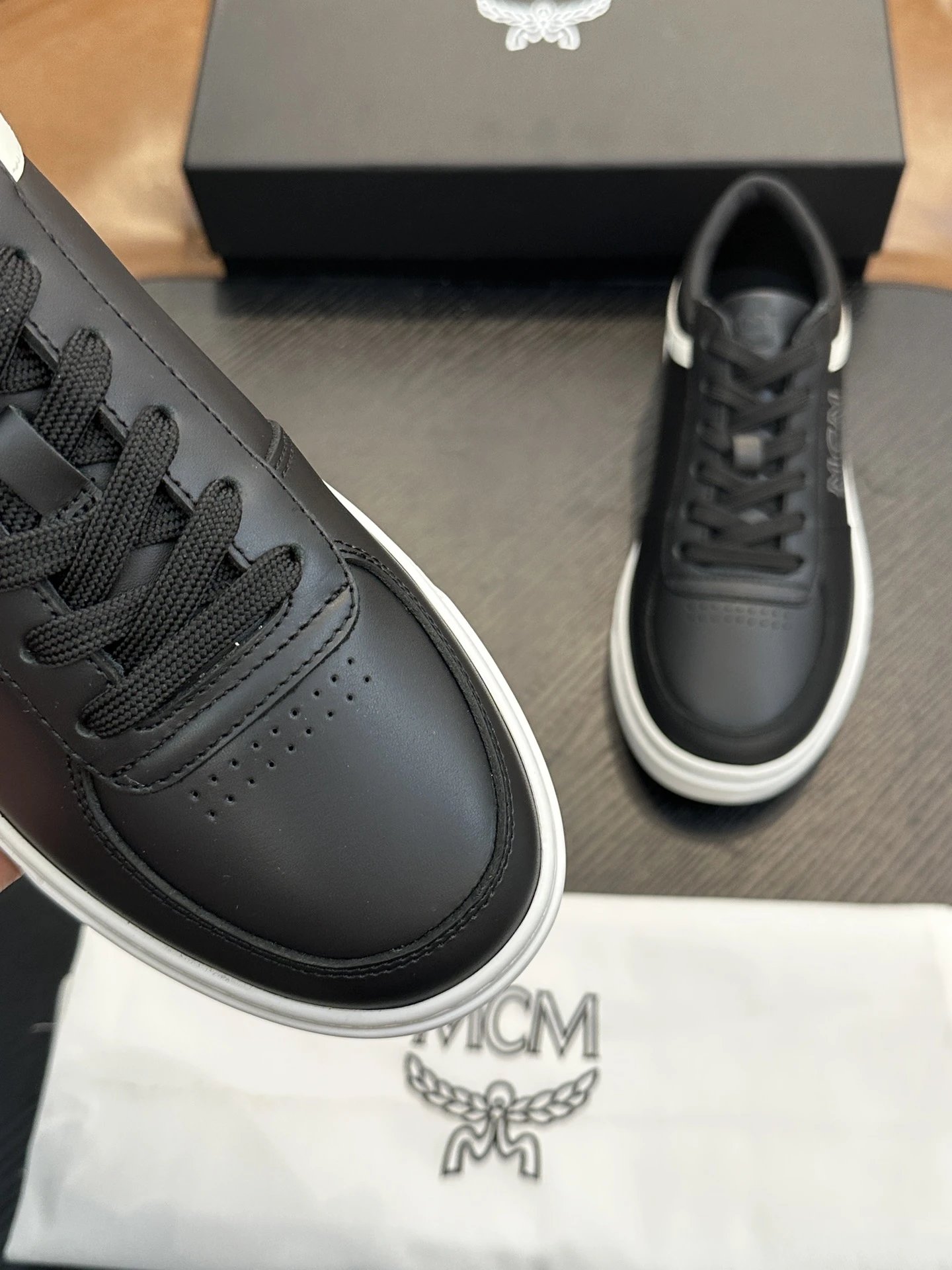 MCM Skystream Cubic Monogram Jacquard Sneaker Black - Gallery Image 6 - Detailed View