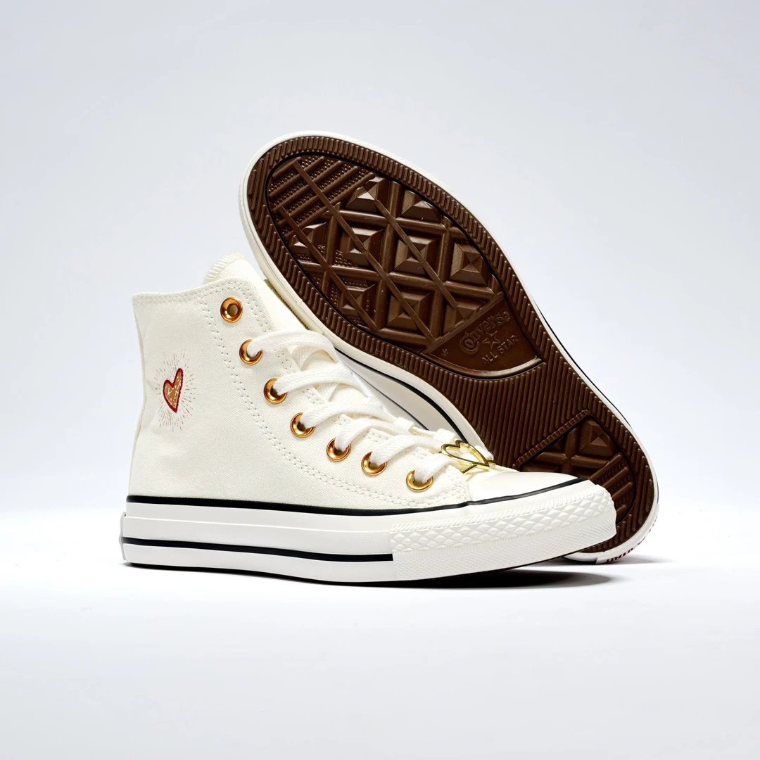 Valentine Canvas High Top Sneakers Ivory Gold - Gallery Image 8 - Detailed View