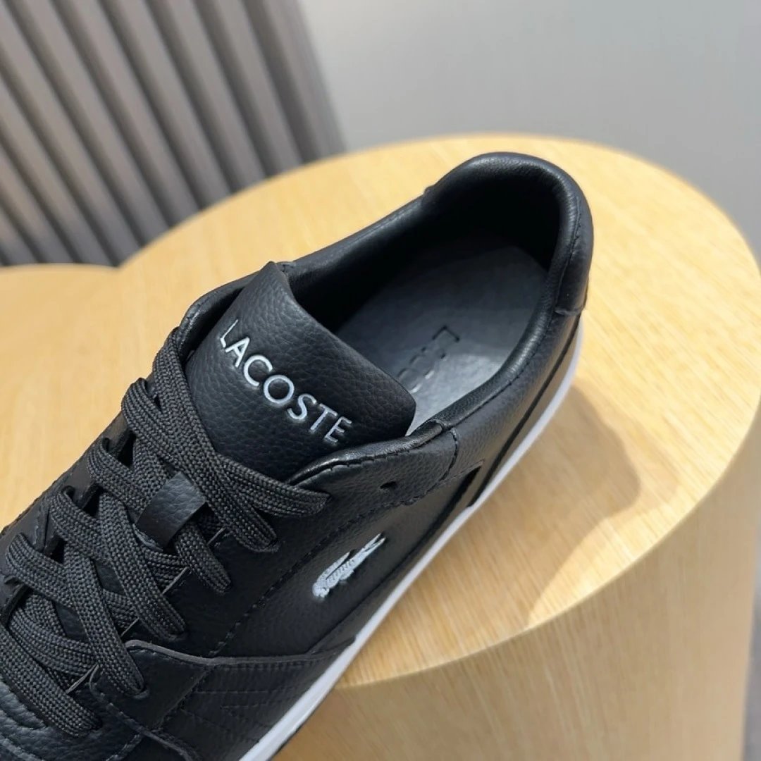 Lacoste Black Leather Sneakers - Gallery Image 4 - Detailed View