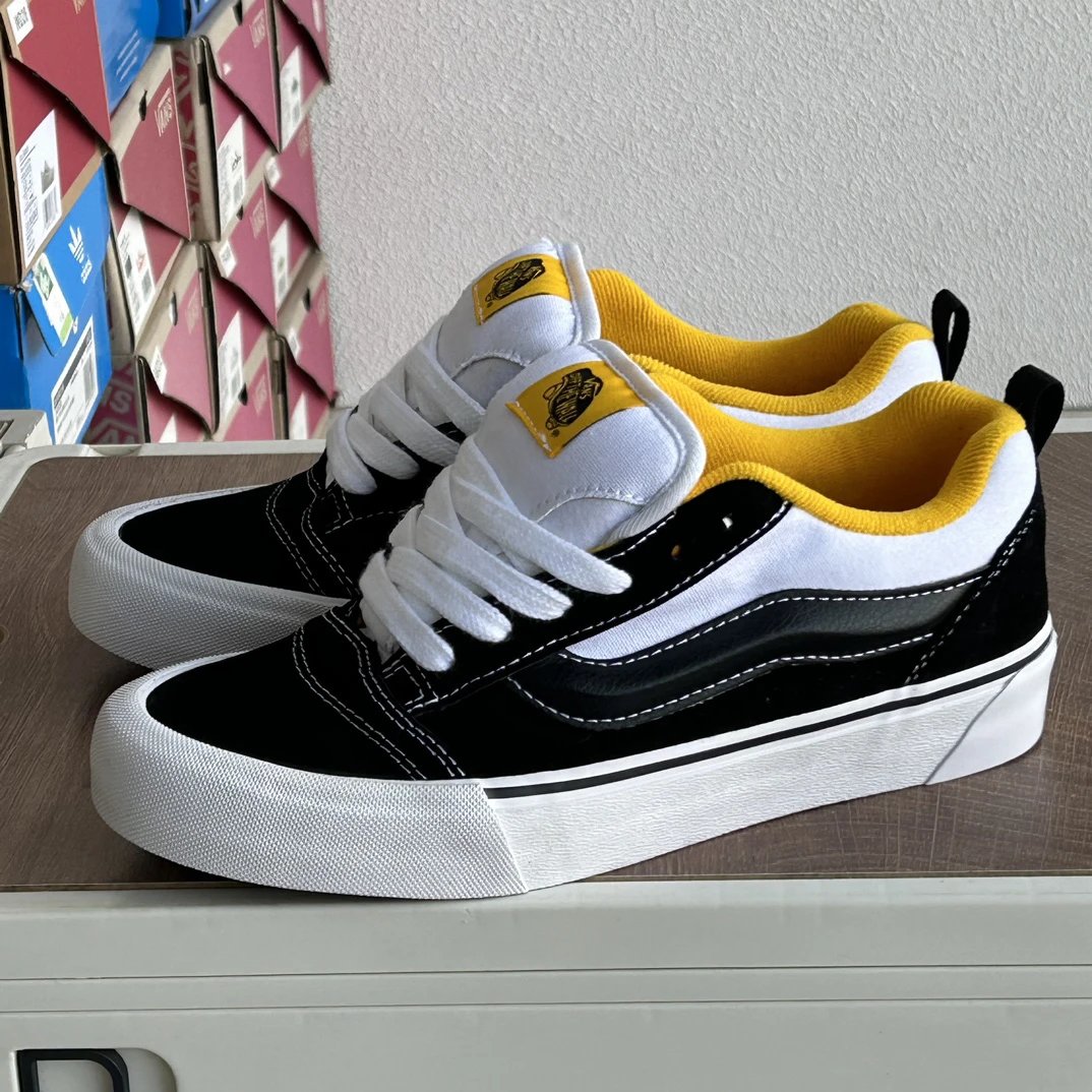 Knu Skool Low Top Skate Shoes Amber Yellow - Gallery Image 2 - Detailed View