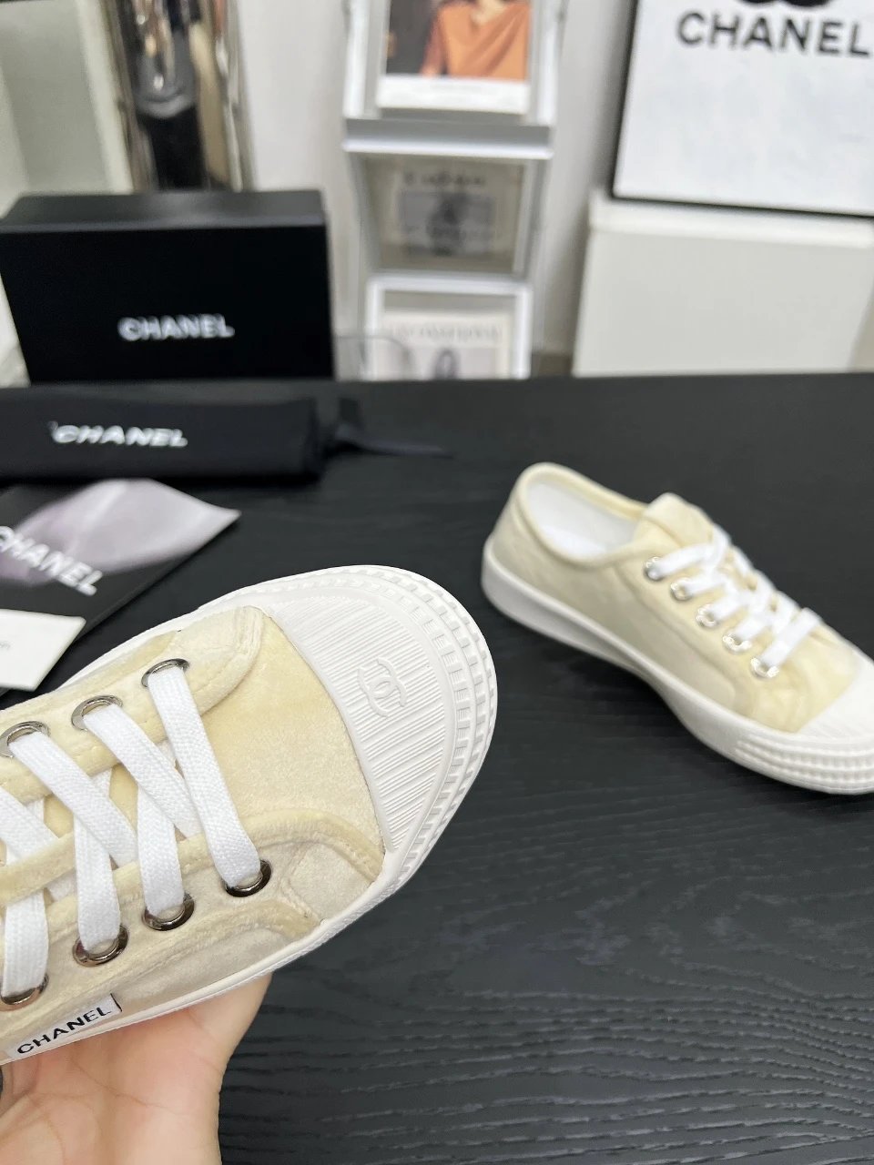 Chanel Vintage Beige Sneakers - Gallery Image 9 - Detailed View