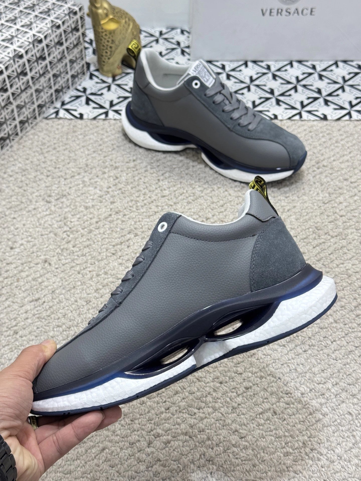 Luxury Mesh Sneakers Charcoal Grey - Gallery Image 8 - Detailed View