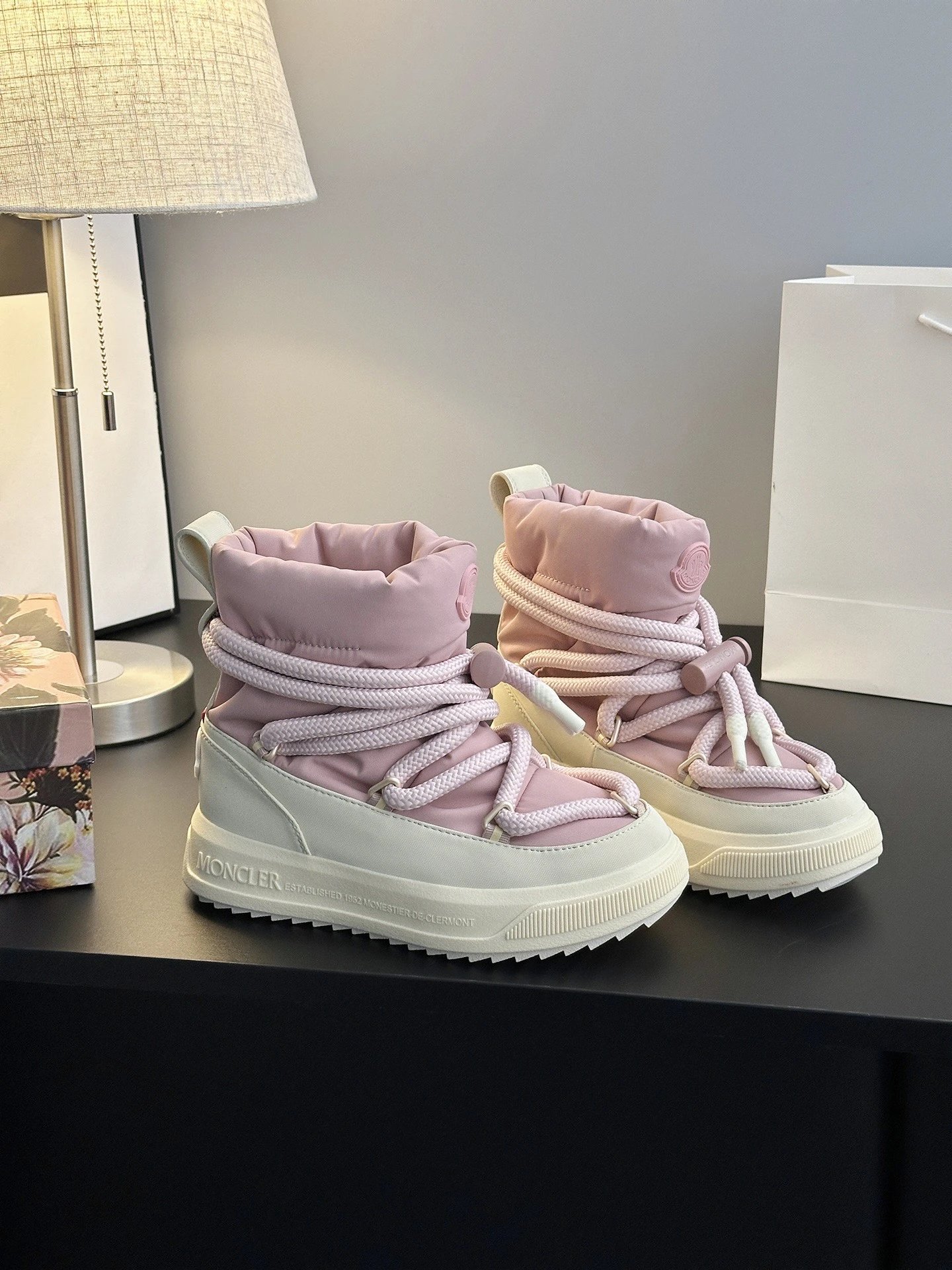 Moncler Mid Boots Pink - Gallery Image 2 - Detailed View