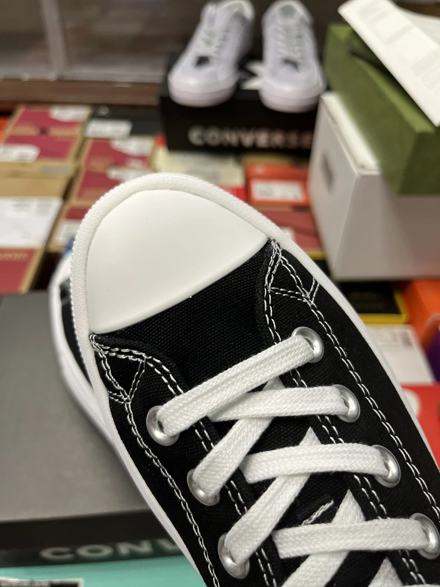 Platform Canvas Low Top Sneakers Ebony Black - Gallery Image 6 - Detailed View