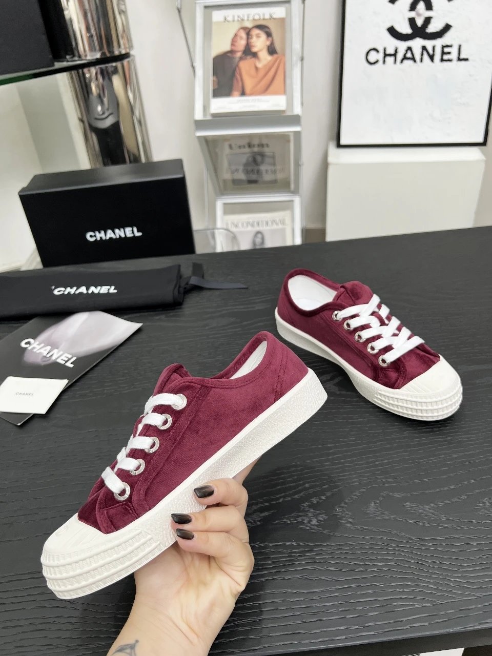 Chanel Vintage Burgundy Sneakers - Gallery Image 8 - Detailed View
