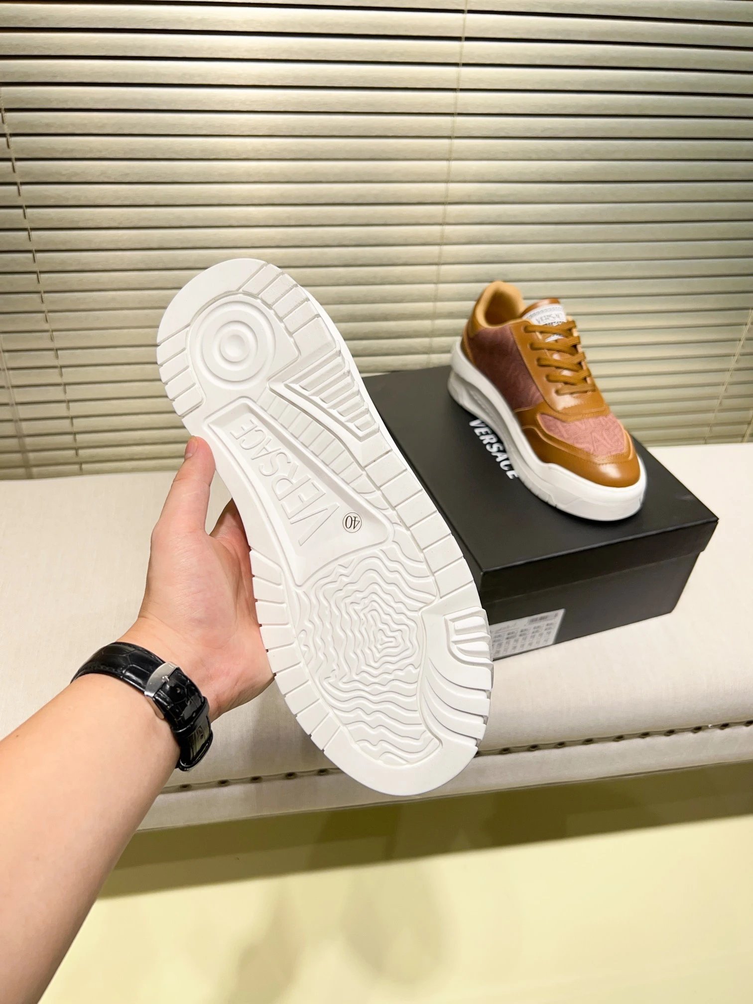 Grace Labyrinth Knit Sneakers Amber Brown - Gallery Image 9 - Detailed View