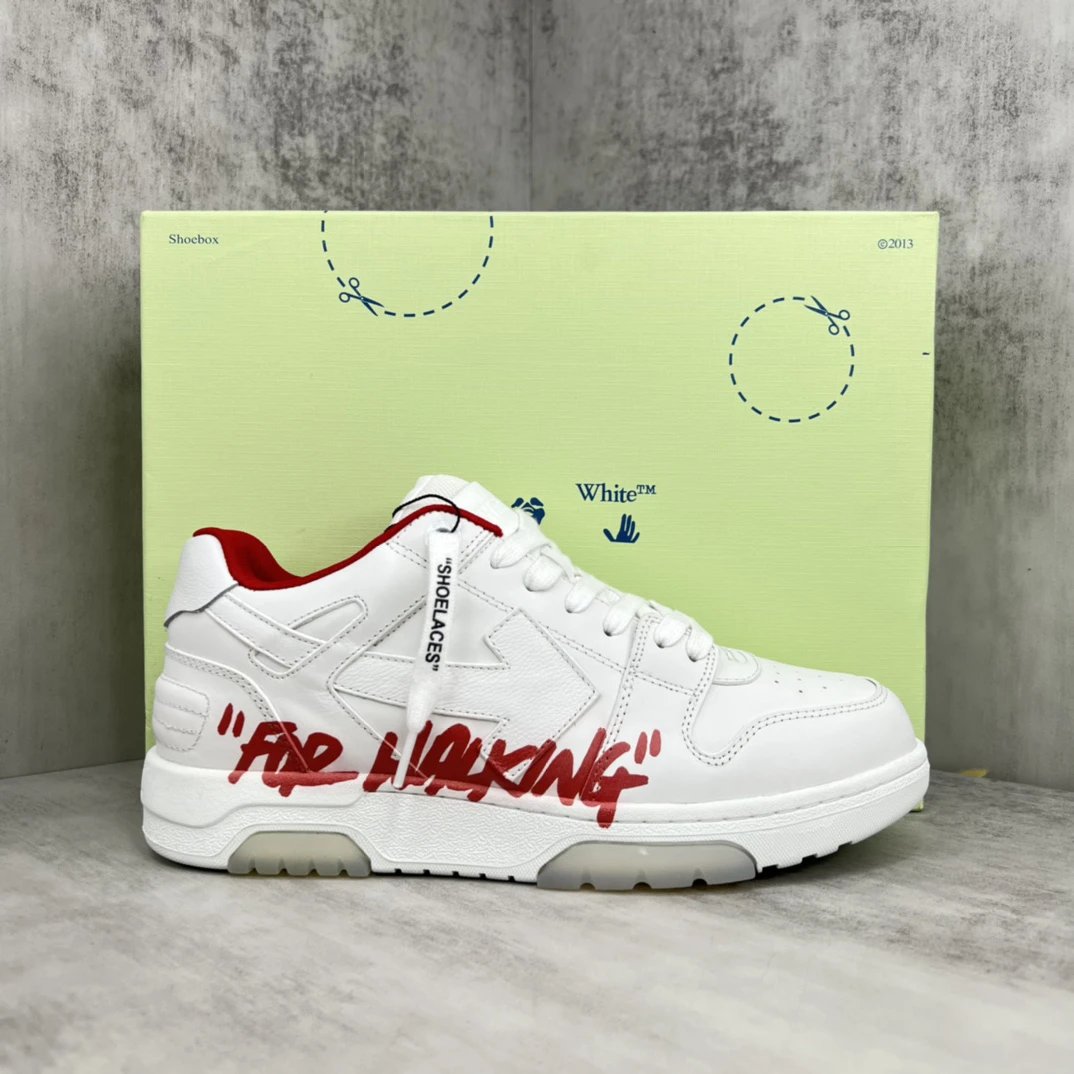 Off-White White Red Low Sneakers - Gallery Image 1 - Detailed View