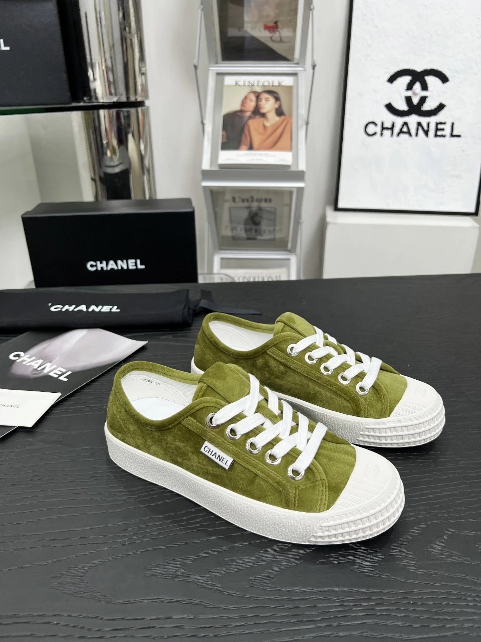 Chanel Vintage Sneakers Olive - High Quality Product Image - Cnfans