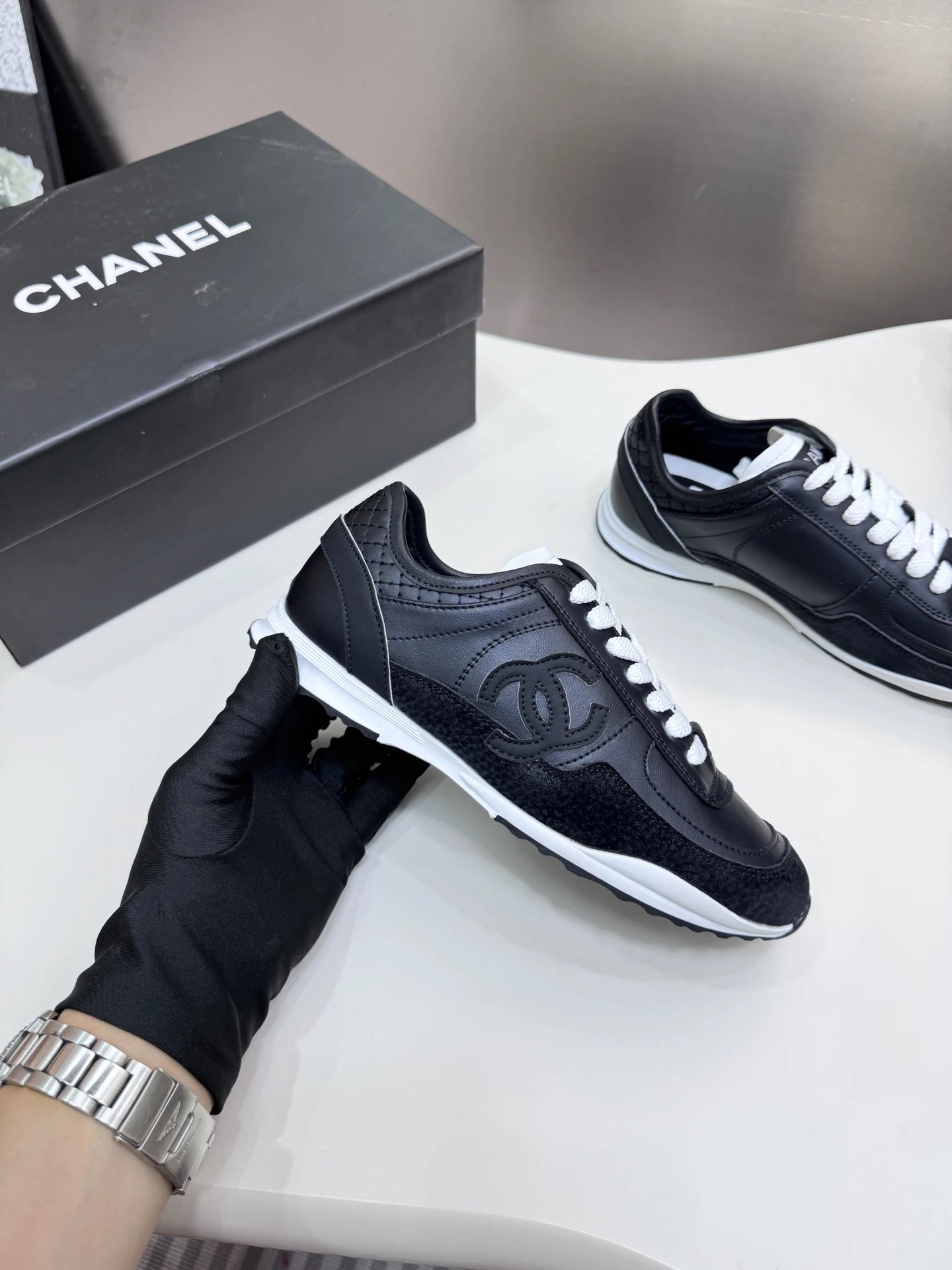 Chanel Panda Platform Sneakers Black - Gallery Image 3 - Detailed View