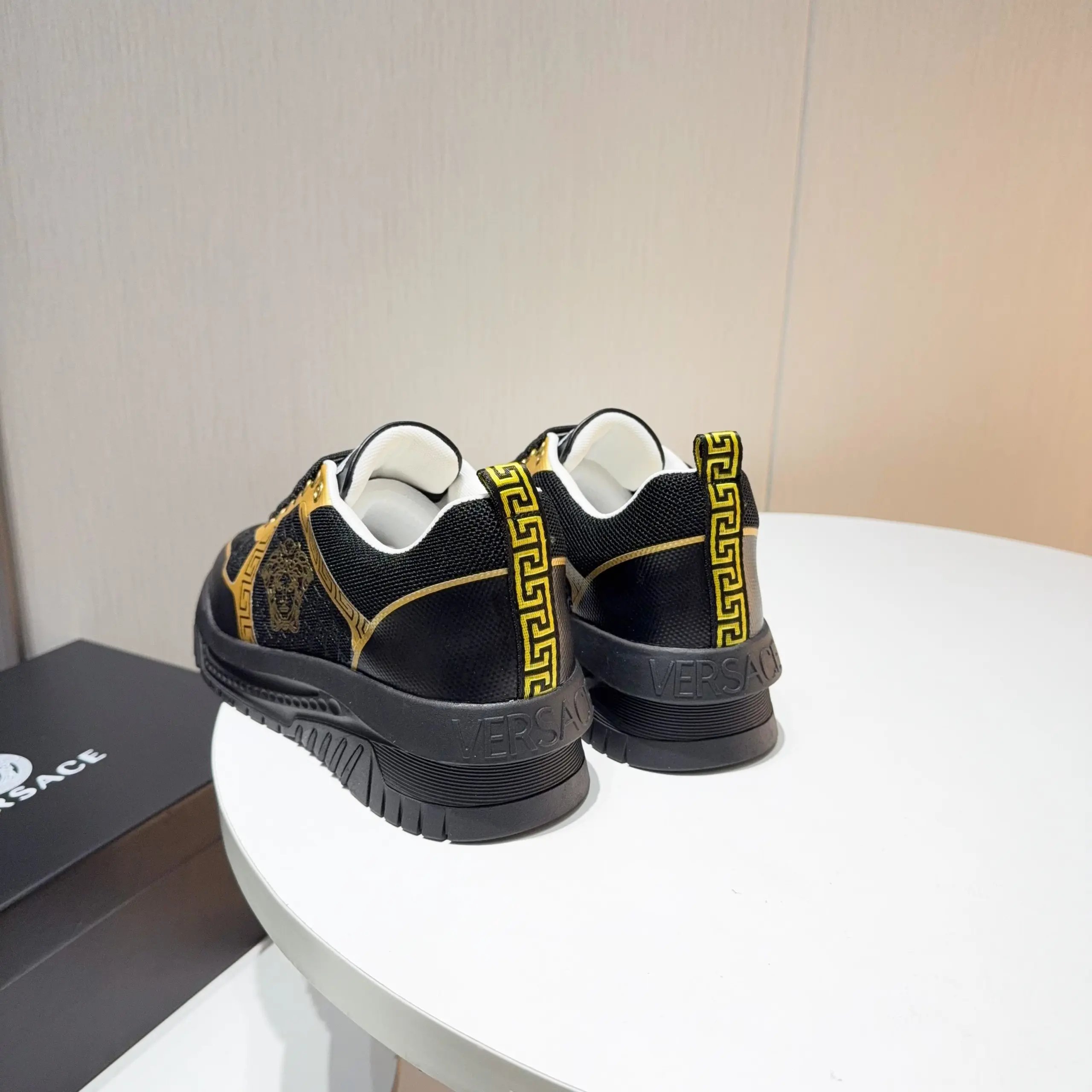 Luxury Knit Chunky Sneakers Obsidian Gold - Gallery Image 7 - Detailed View