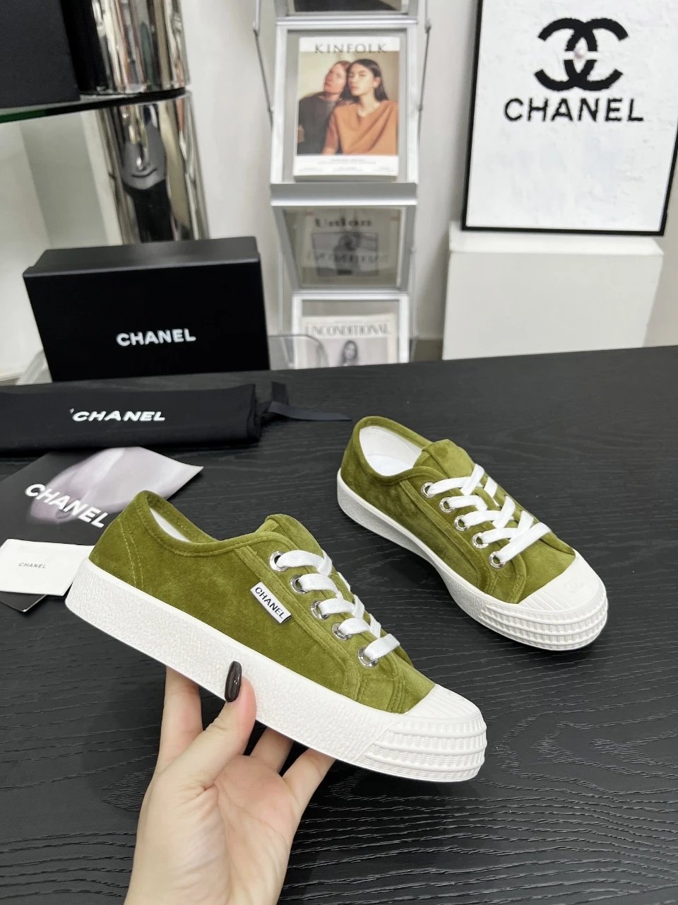 Chanel Vintage Sneakers Olive - Gallery Image 6 - Detailed View