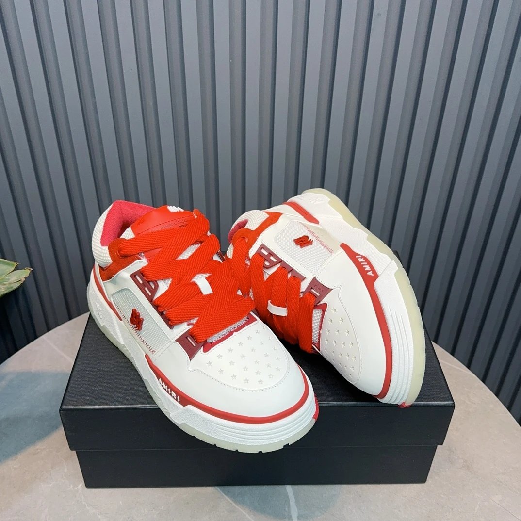 Retro Low Top Leather Sneakers White Crimson Red - Gallery Image 6 - Detailed View