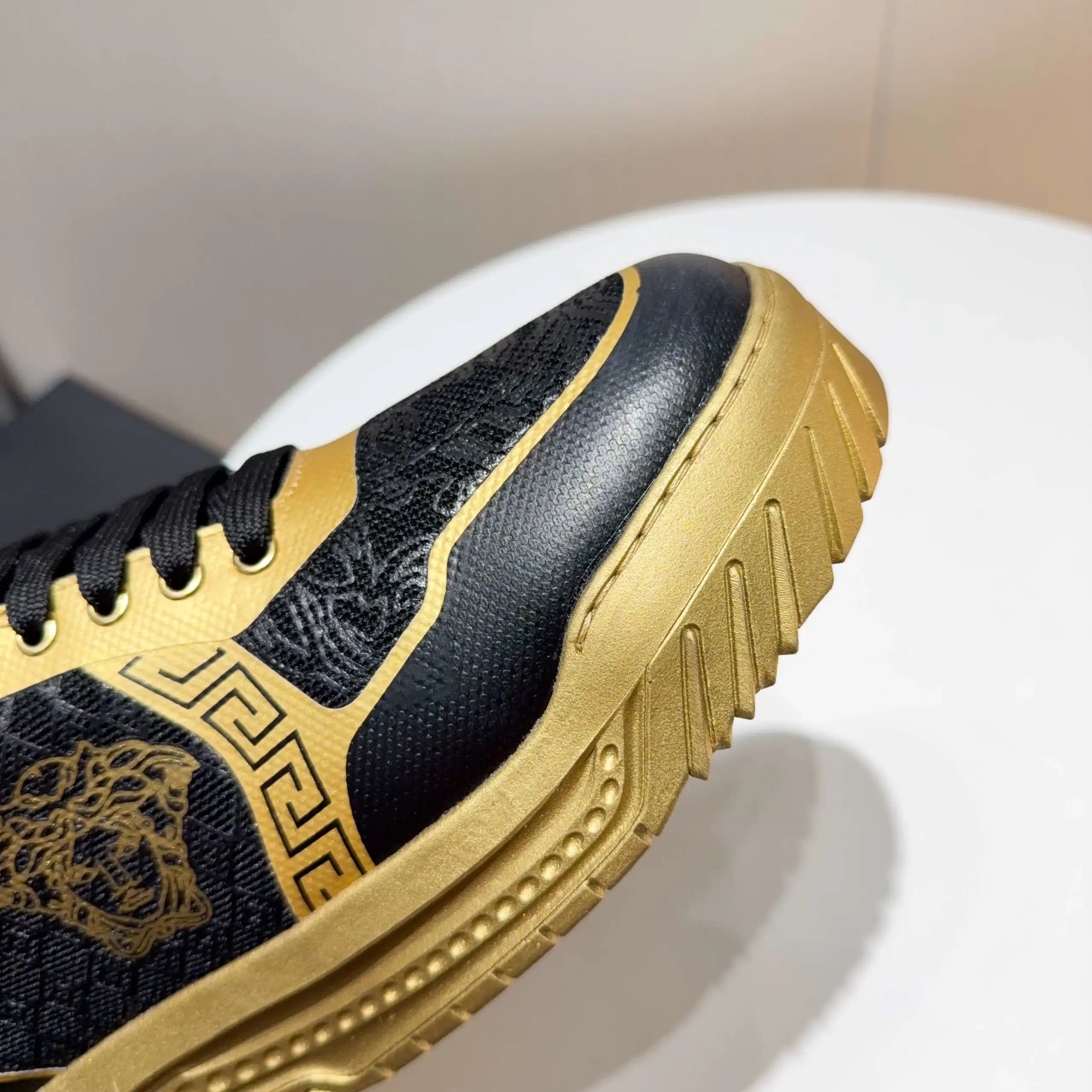 Luxury Knit Labyrinth Sneakers Black Gold - Gallery Image 4 - Detailed View