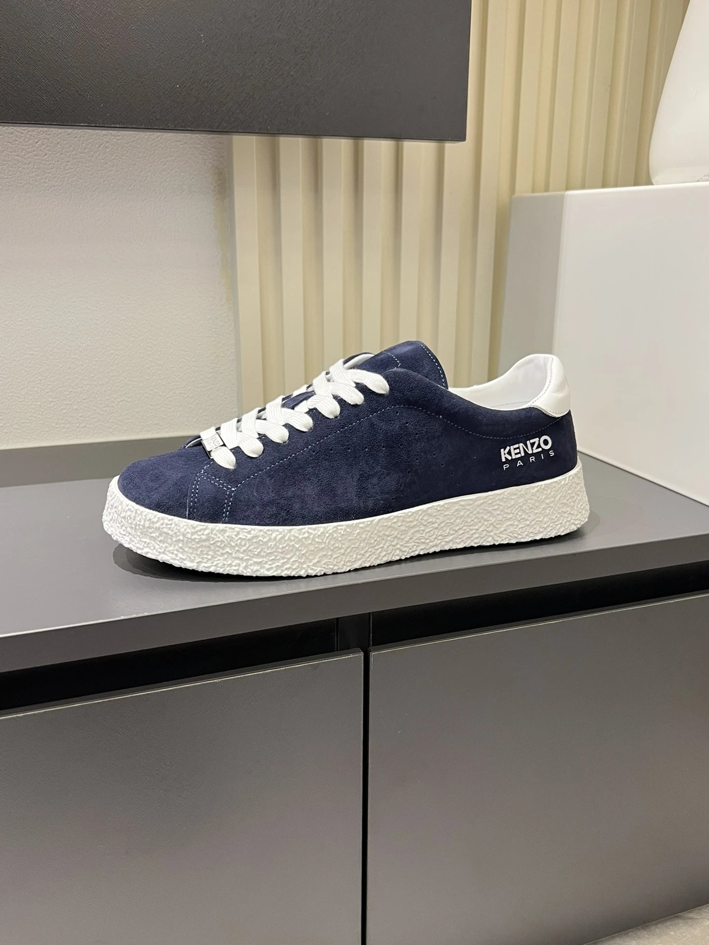 Kenzo Blue Suede Sneakers White Accent - Gallery Image 2 - Detailed View