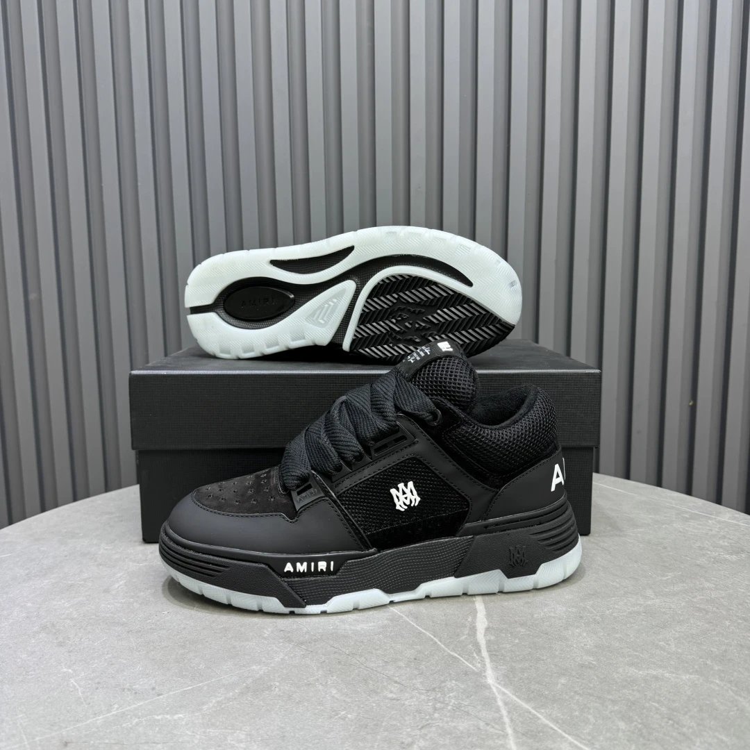 Low Top Mesh Leather Skate Sneakers Unisex Charcoal Black - Gallery Image 9 - Detailed View