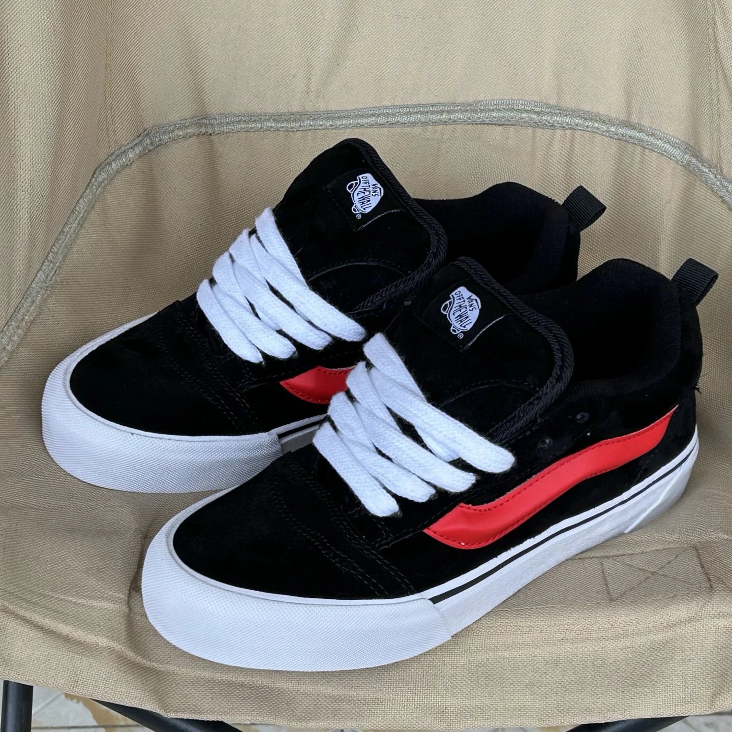 Low Top Skate Sneakers Suede Black Flame Orange - Vans - Cnfans - $31.61