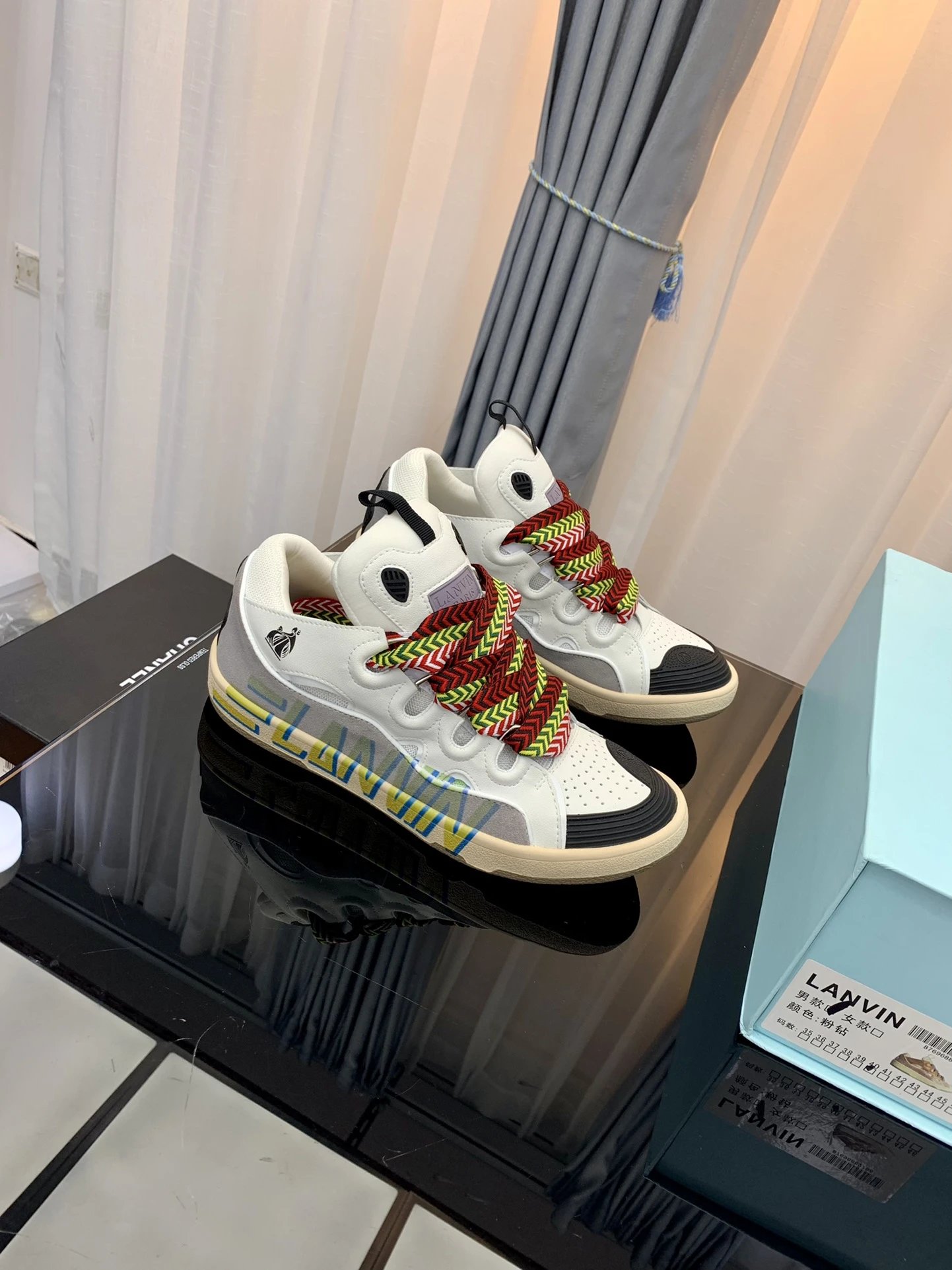 Lanvin Casual Sneakers White Gray Black - Gallery Image 3 - Detailed View