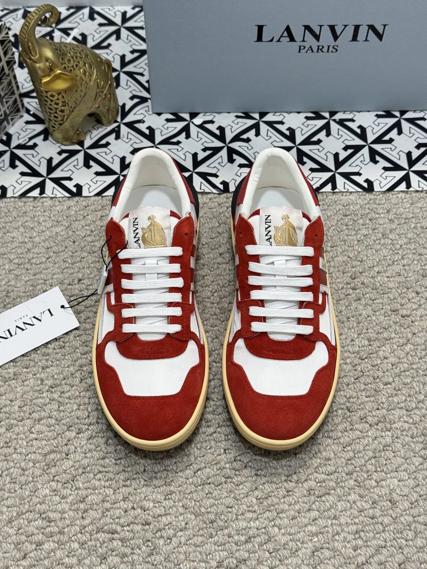 Lanvin Bumpr Sneakers Red White - Gallery Image 2 - Detailed View