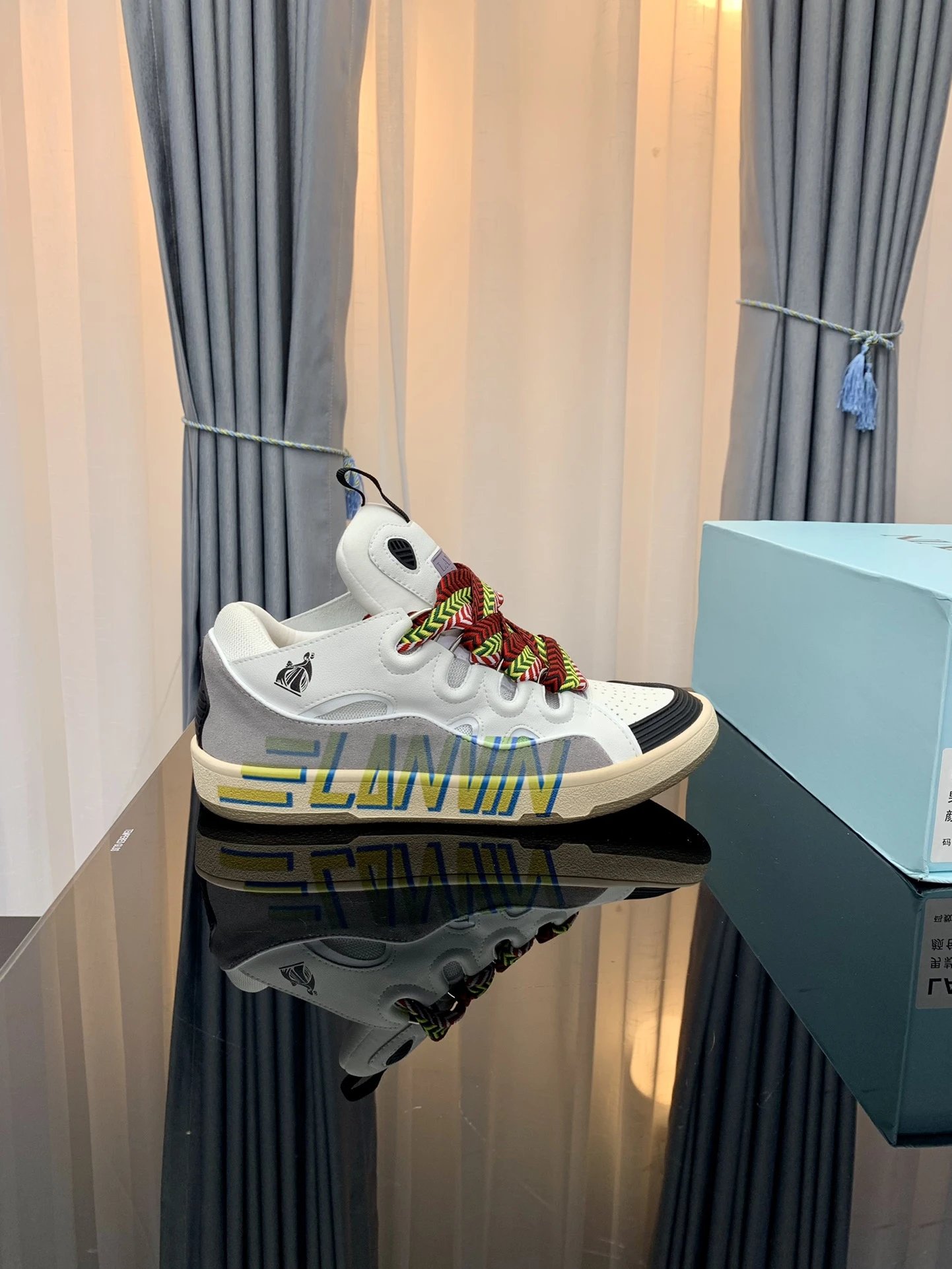 Lanvin Casual Sneakers White Gray Black - Gallery Image 2 - Detailed View