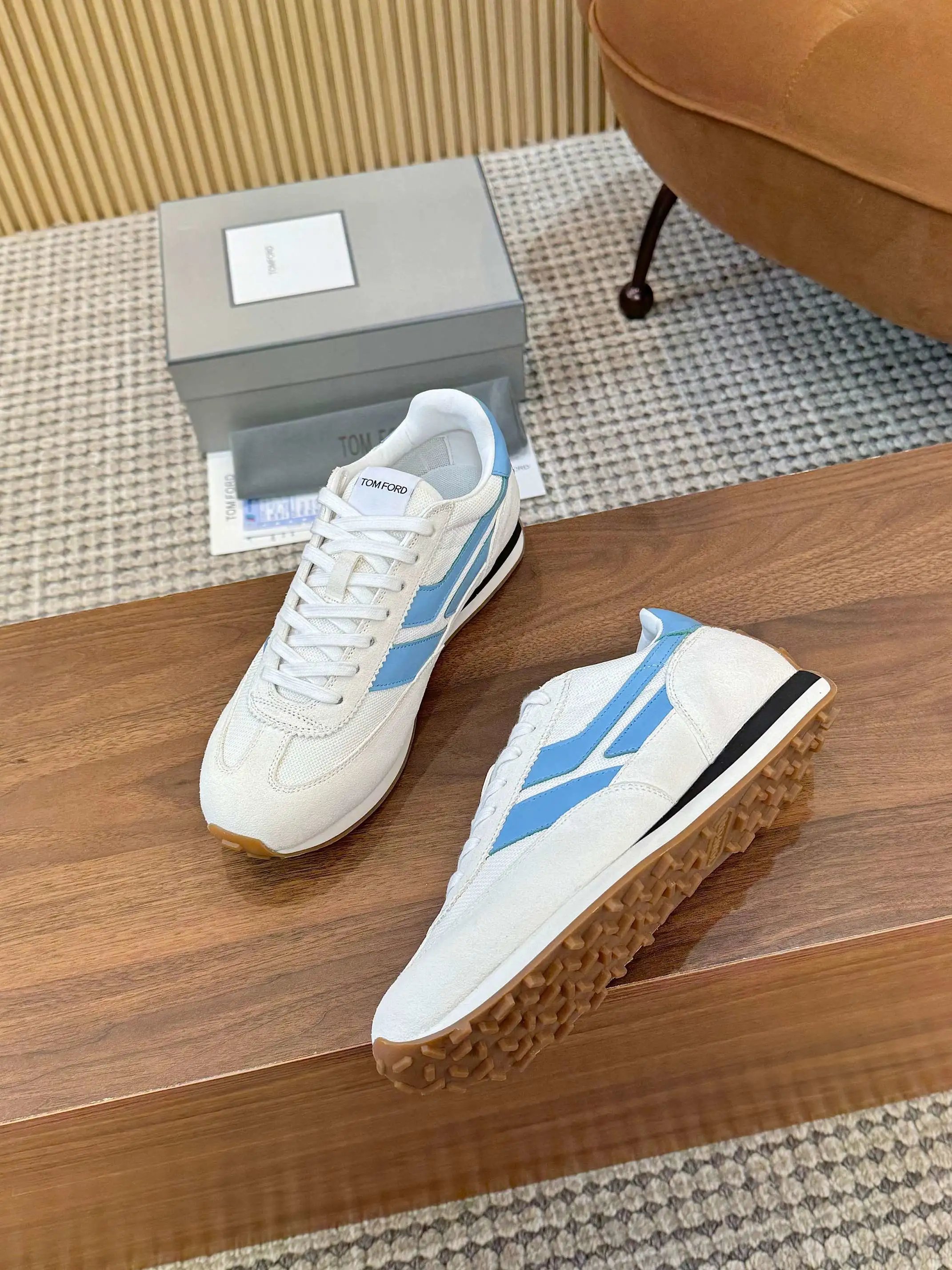 Retro Suede Mesh Sneakers Powder Blue - Gallery Image 8 - Detailed View