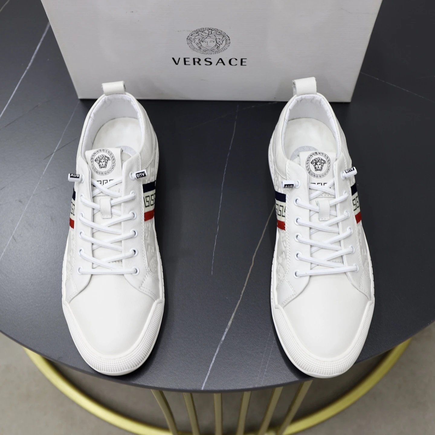 Luxury Leather Running Sneakers Ivory White - Gallery Image 2 - Detailed View