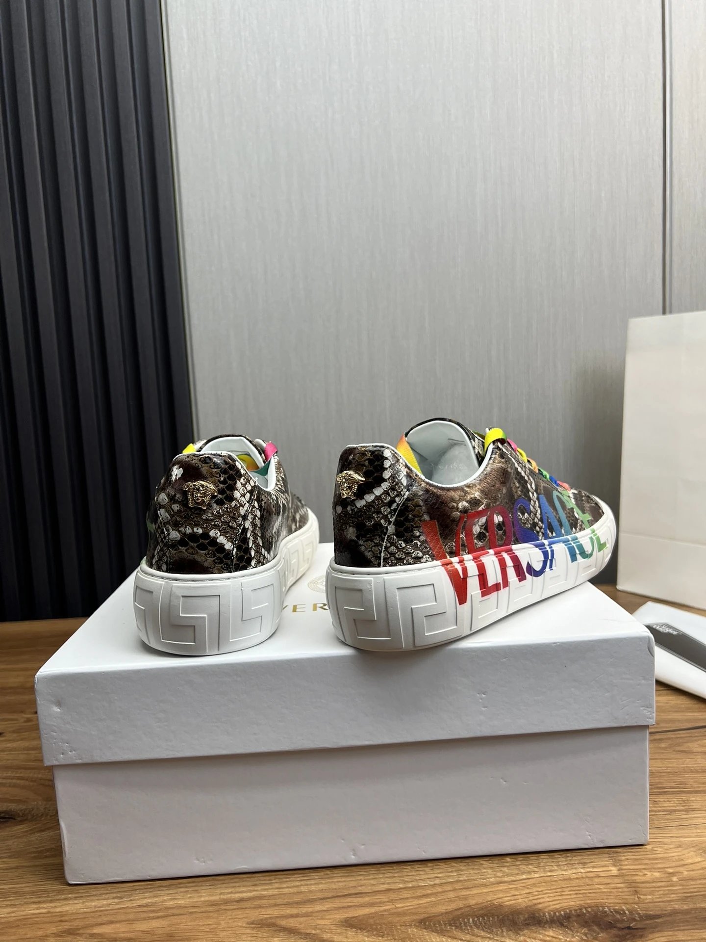 Luxury Python Leather Sneakers Rainbow - Gallery Image 5 - Detailed View