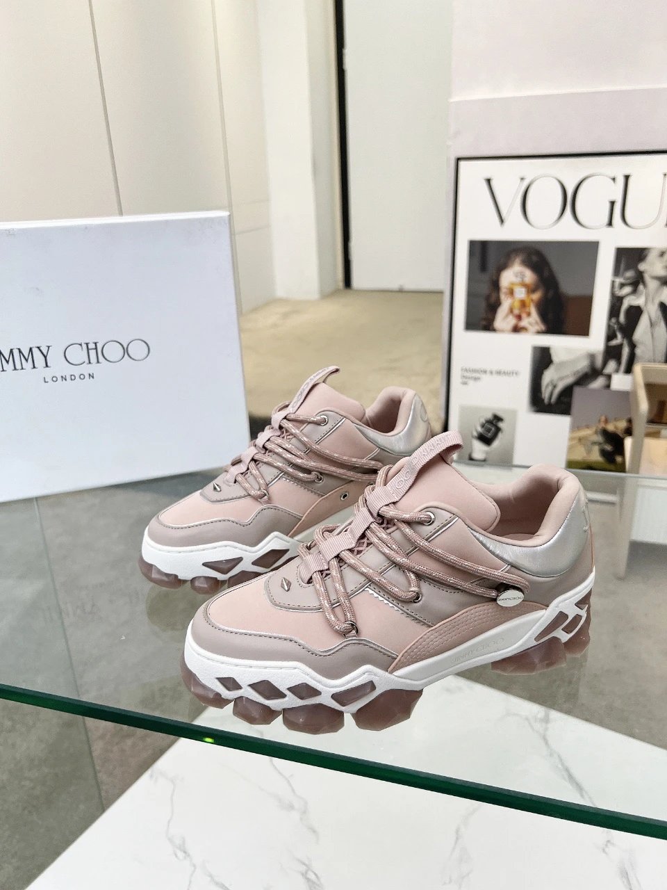 Jimmy Choo Diamond X II M Sneakers Pink - Gallery Image 3 - Detailed View