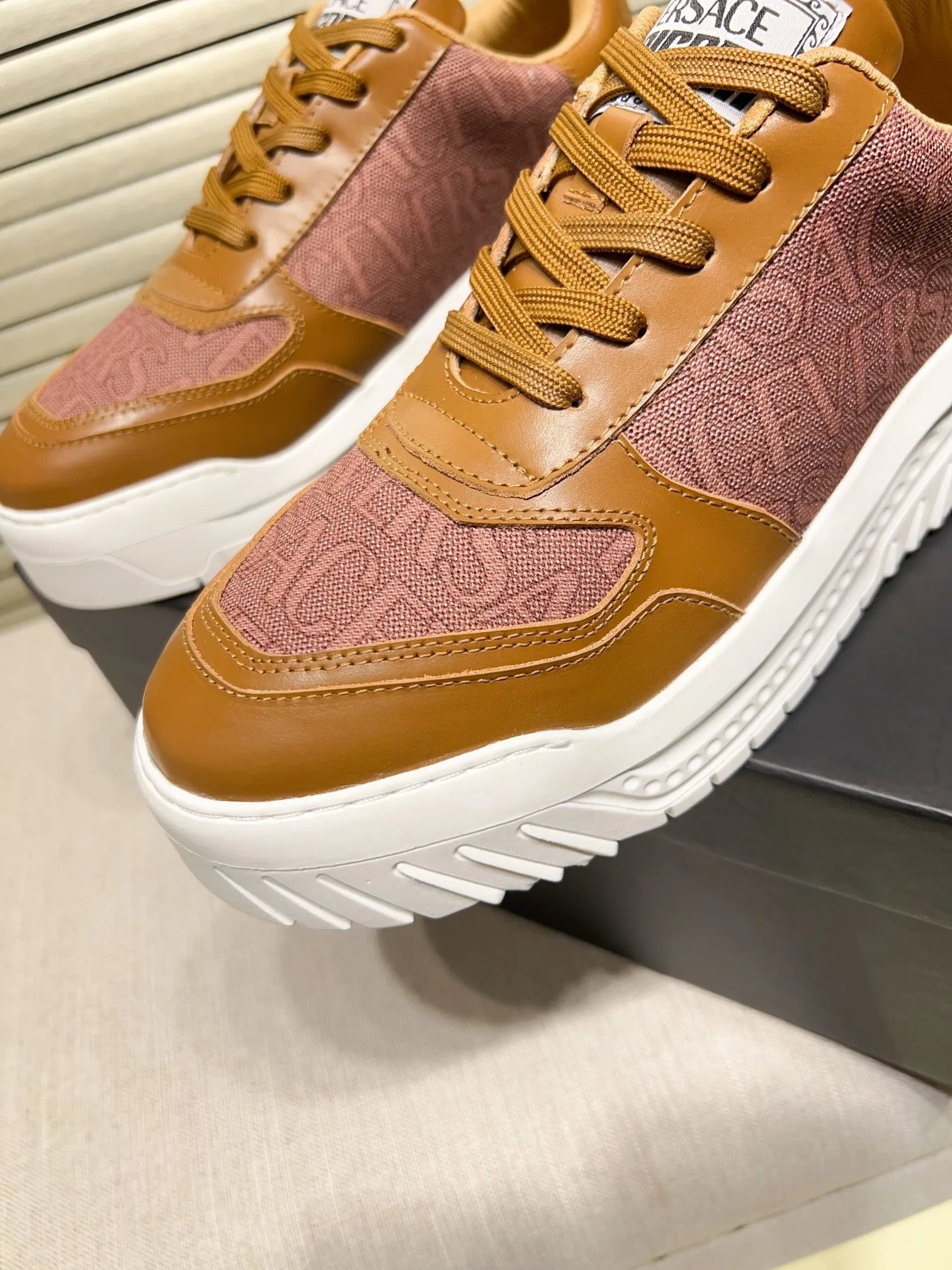 Grace Labyrinth Knit Sneakers Amber Brown - Gallery Image 4 - Detailed View