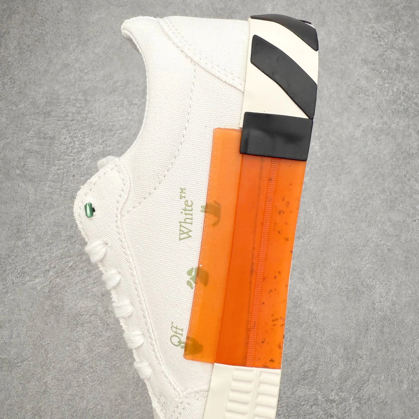 Low Top Canvas Skate Sneakers with Striped Sole Ivory - Gallery Image 7 - Detailed View