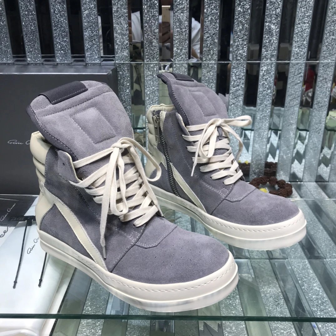 Owens Geobasket High-Top Sneakers Suede Gray - Gallery Image 3 - Detailed View